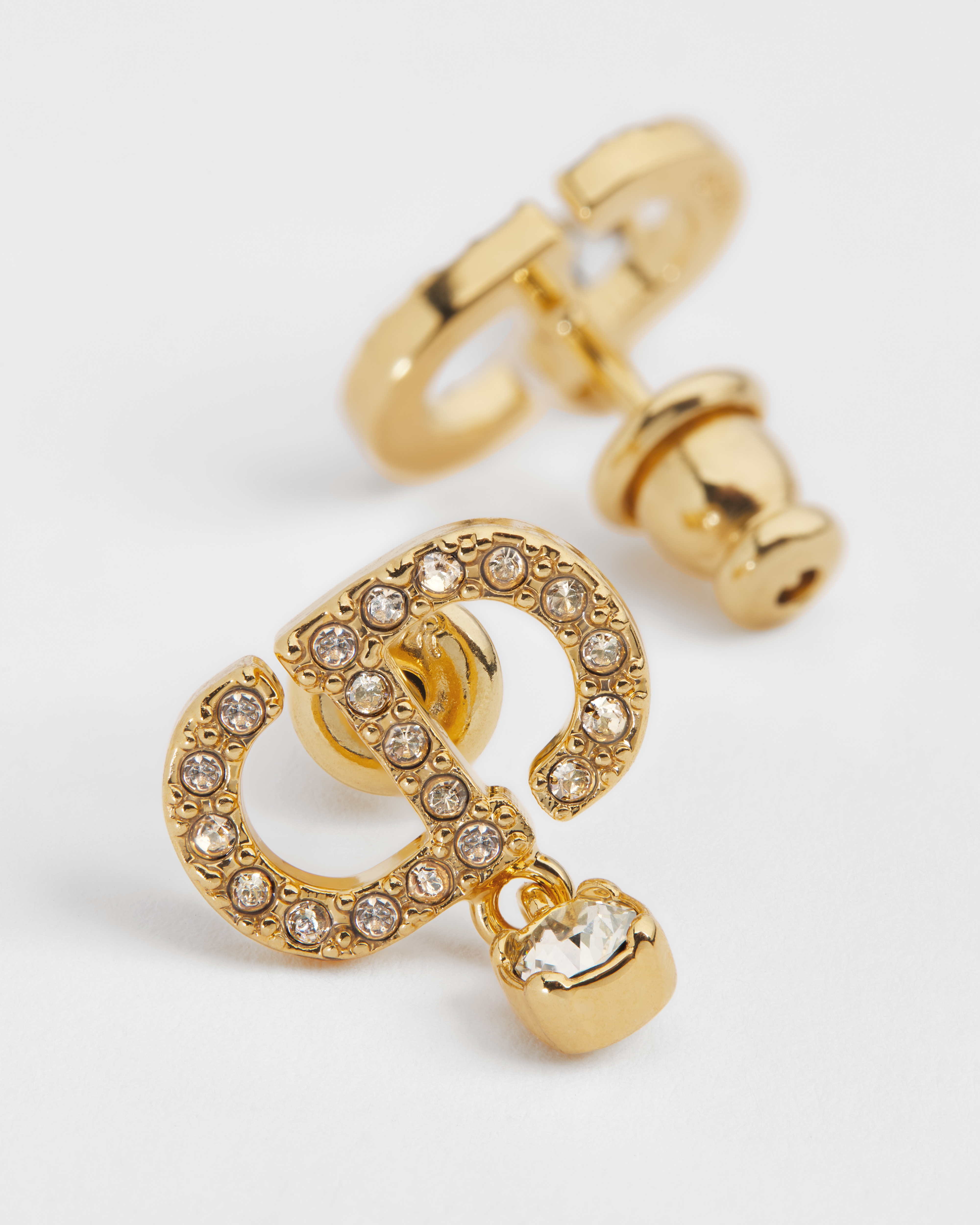 Orecchini Petit CD Metallo con finitura color oro e cristalli scintillanti E09