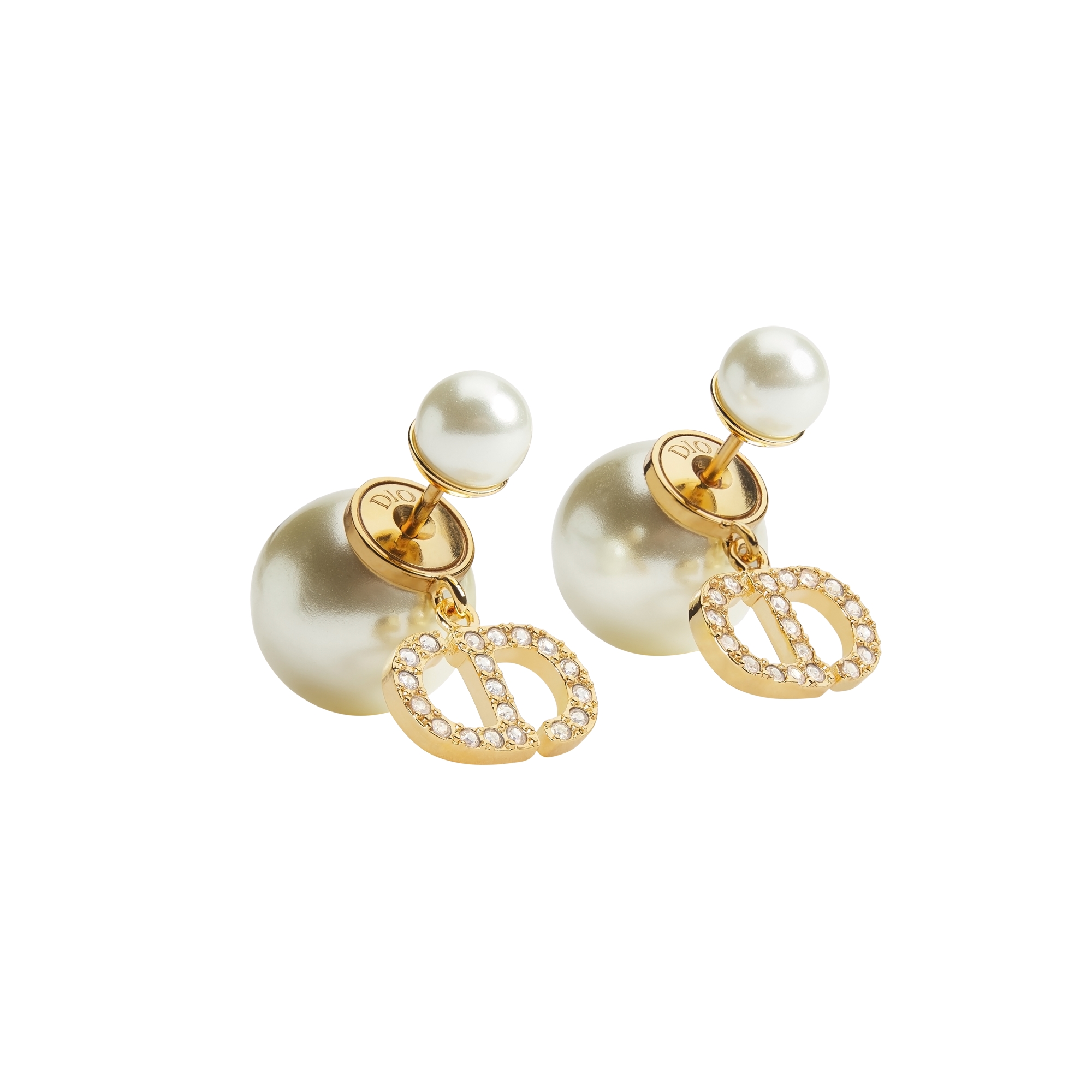  Metal dorado con abalorios de resina blancos y cristales plateados