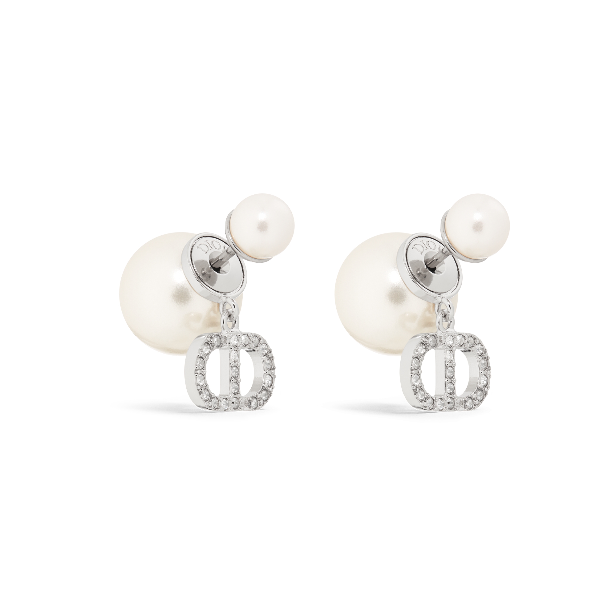  Silver-Finish Metal with White Resin Pearls and Silver-Tone Crystals