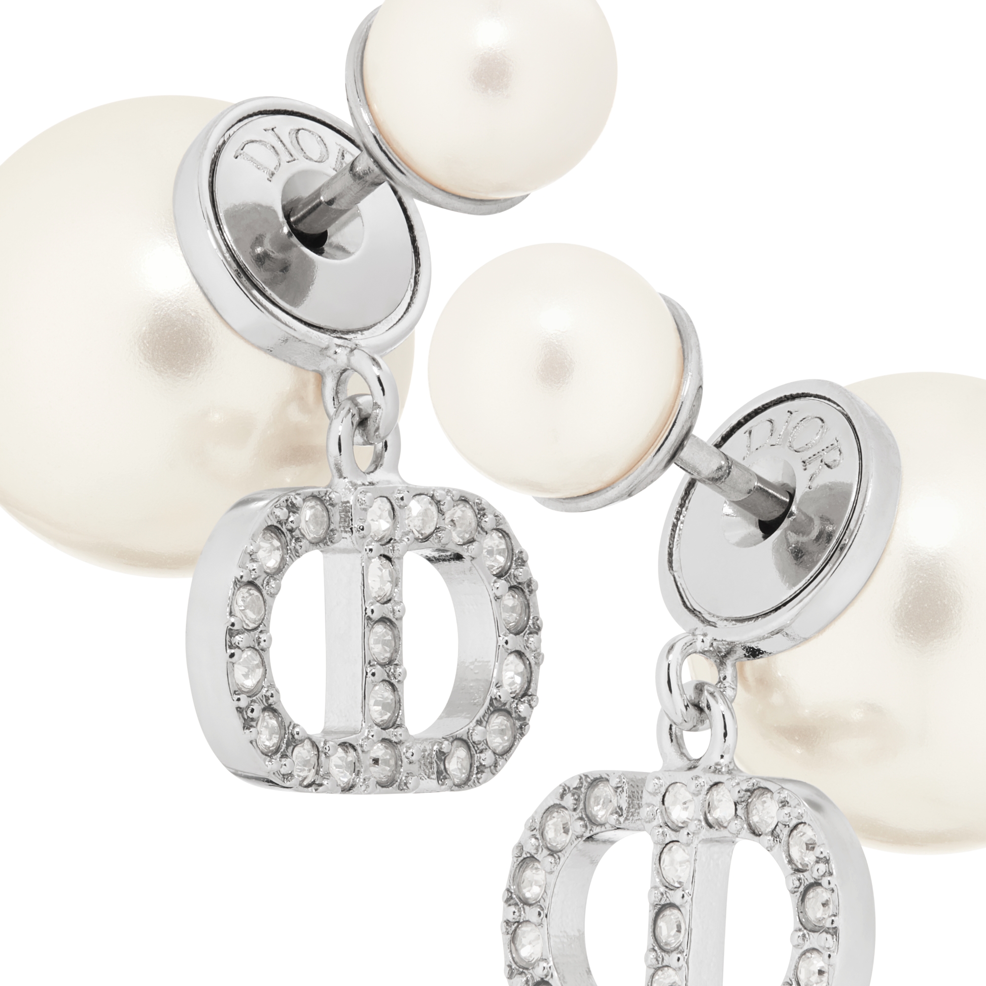 Dior Tribales Earrings Silver-Finish Metal with White Resin Pearls