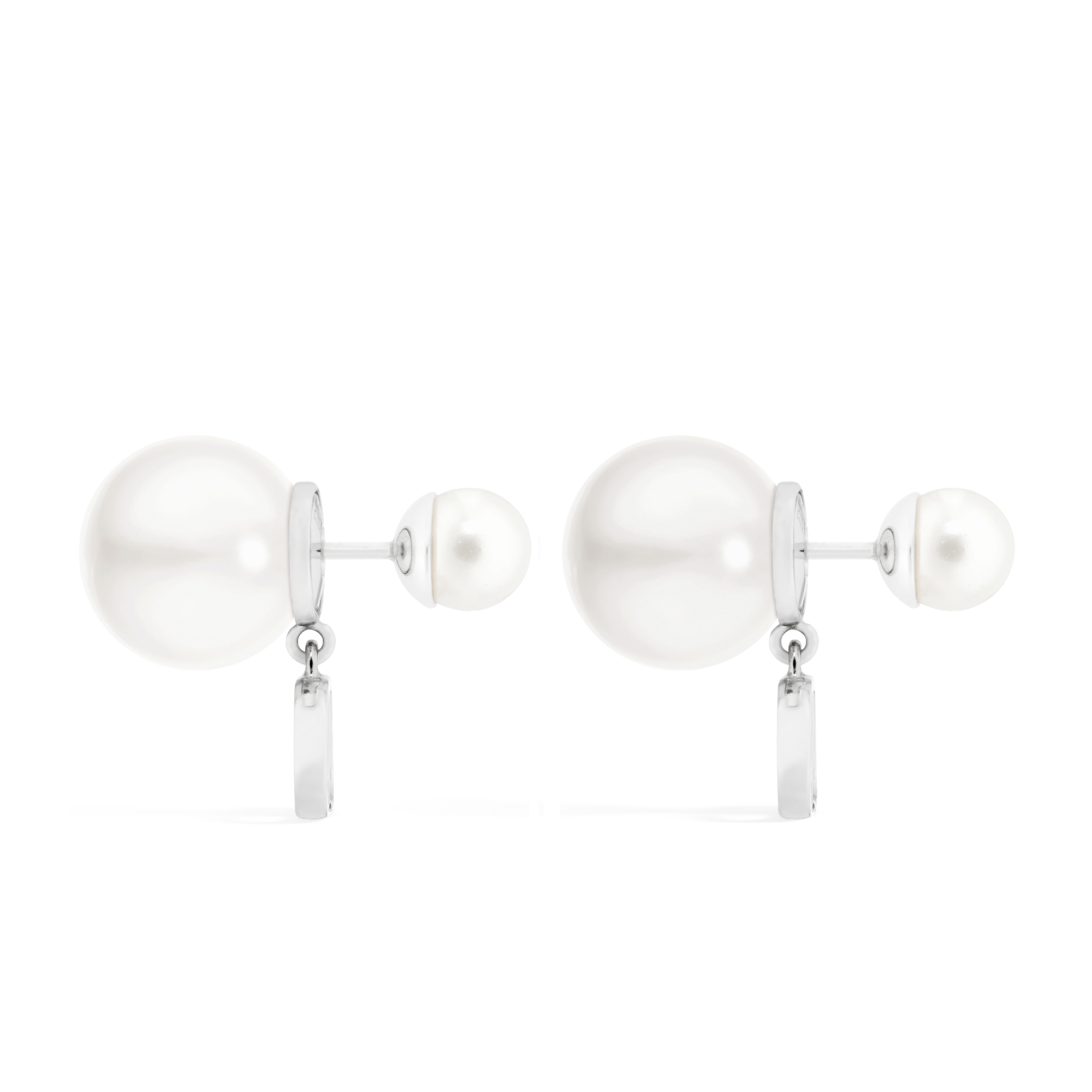 Dior Tribales Earrings Silver-Finish Metal and White Resin Pearls E02