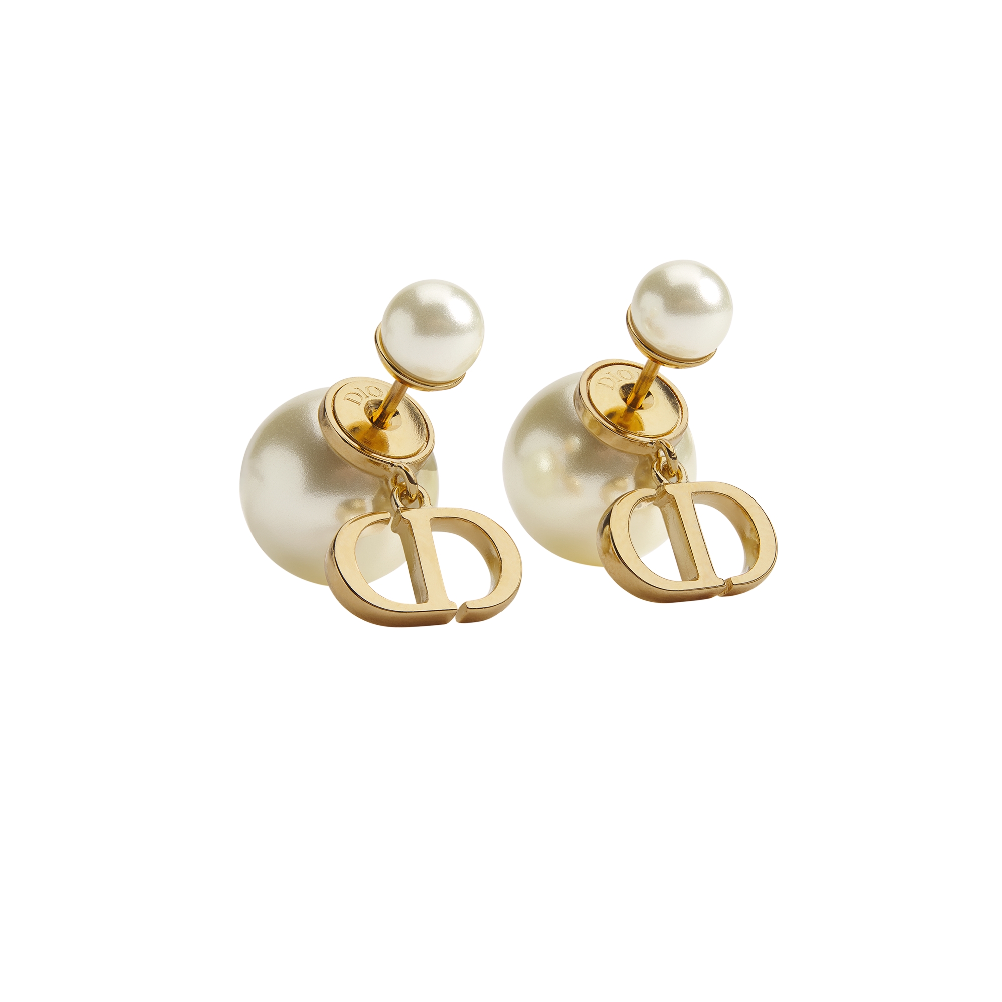 Dior Tribales Earrings Gold-Finish Metal and White Resin Pearls E01