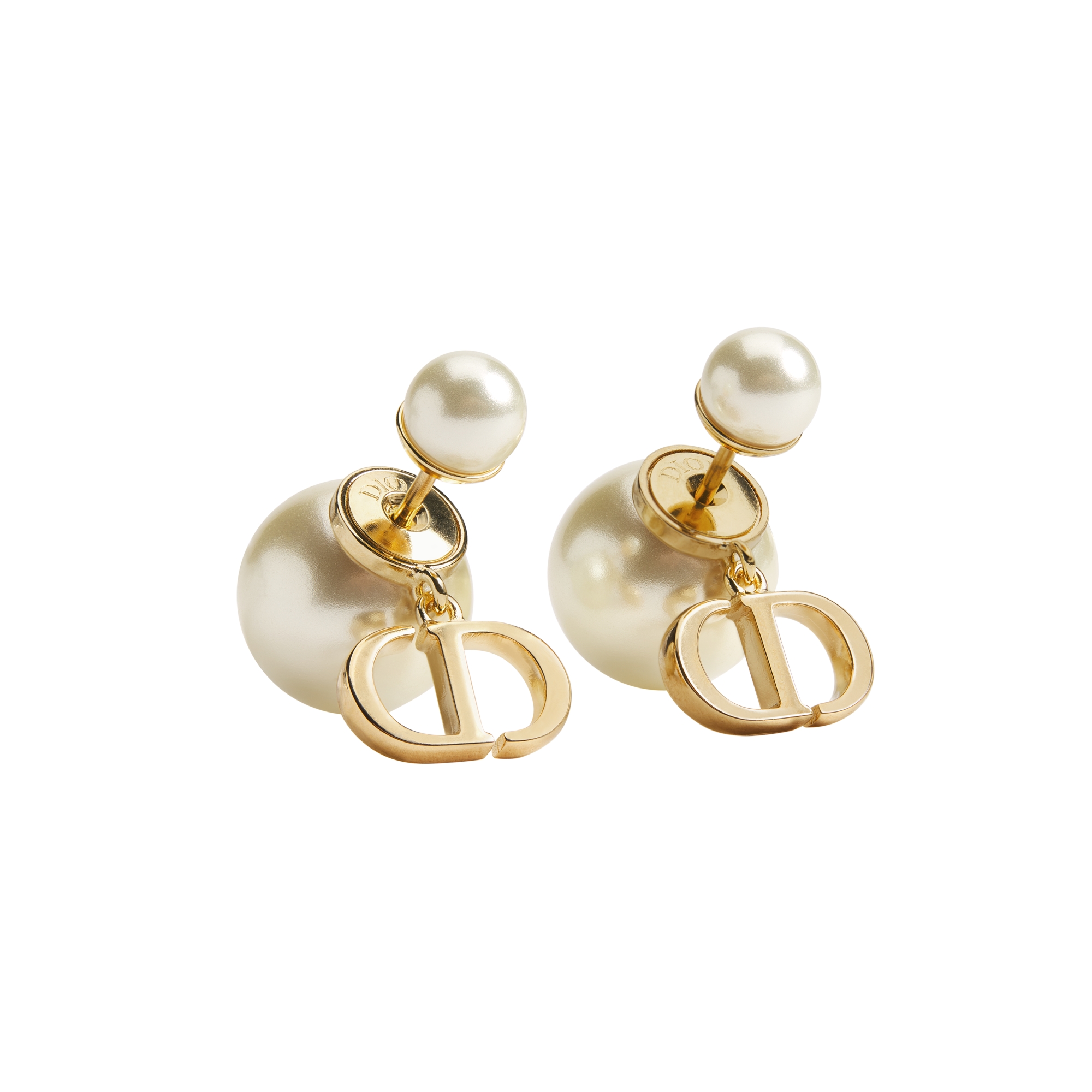  Metallo con finitura color oro e perle in resina bianca