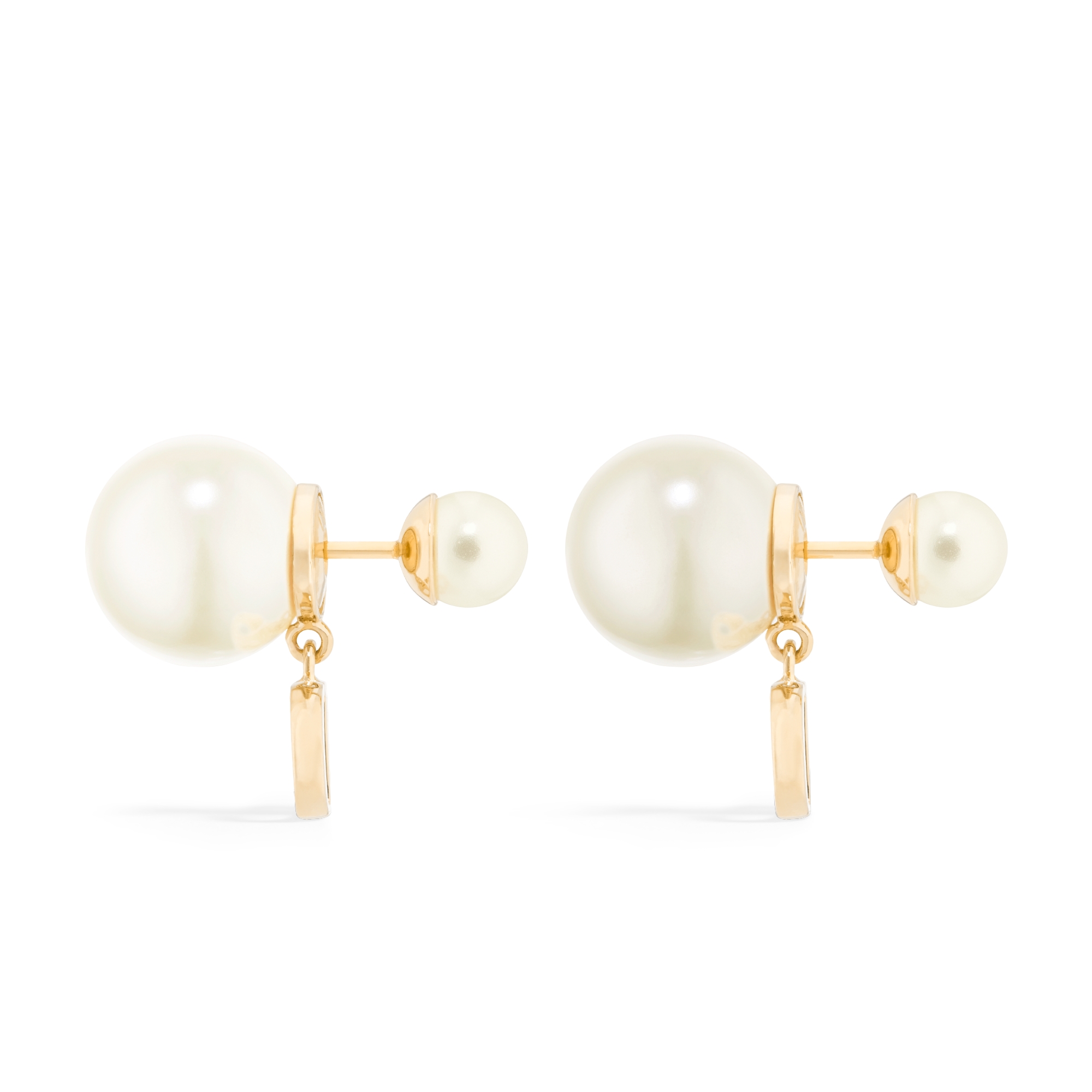 Dior Tribales-oorbellen Metaal met goudkleurige afwerking en witte harsparels E02