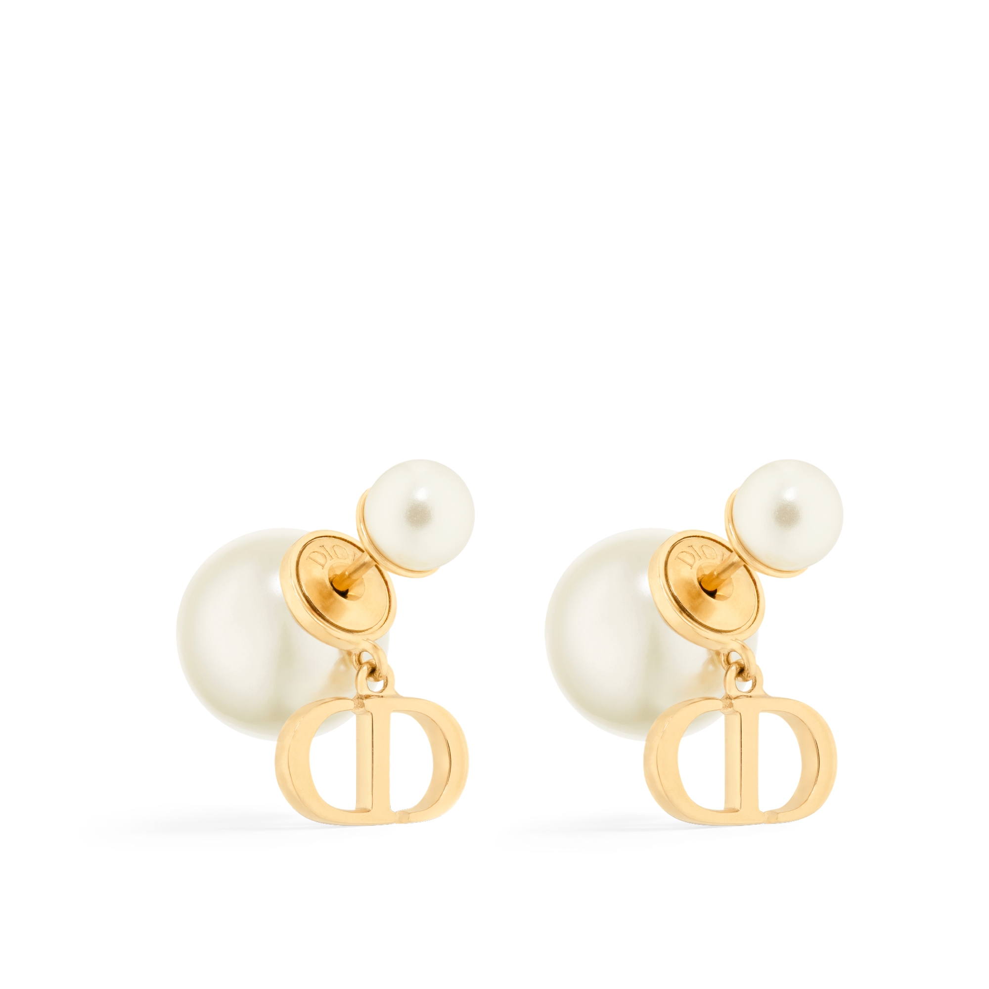 Dior Tribales-oorbellen Metaal met goudkleurige afwerking en witte harsparels E03