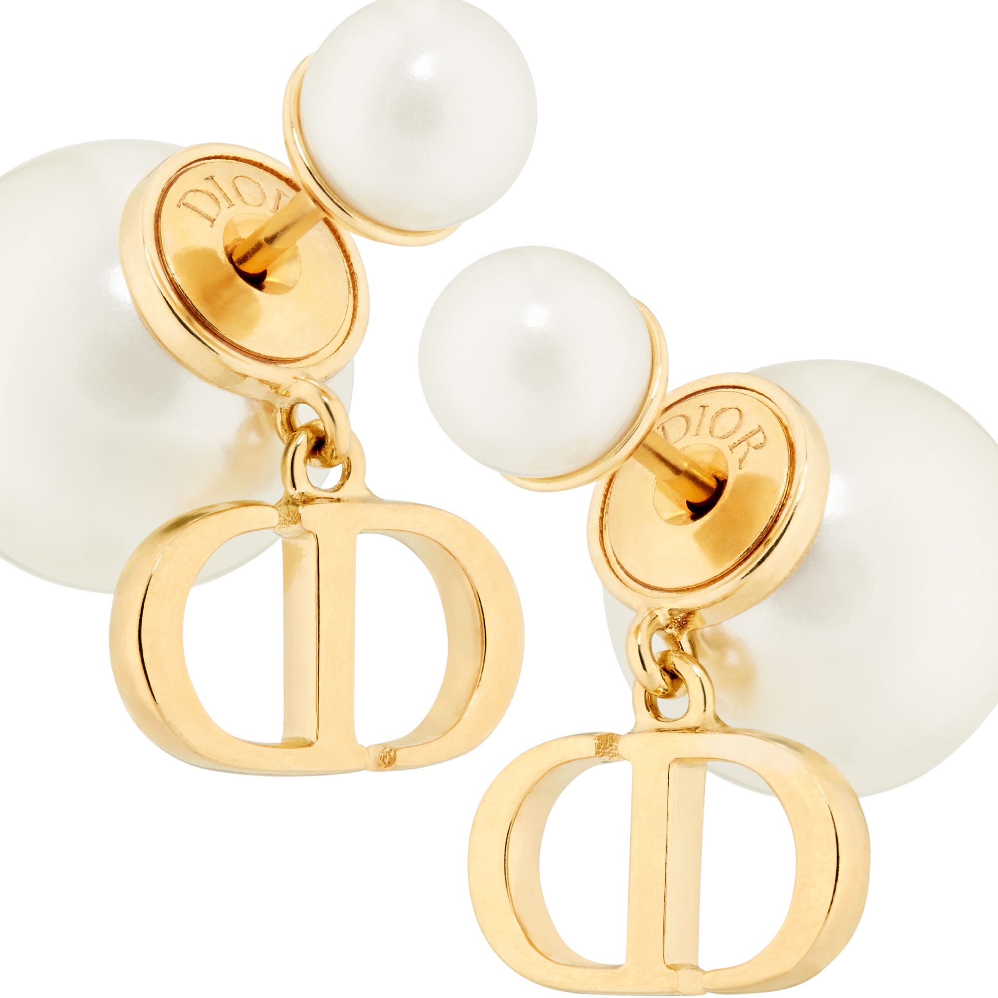 Dior Tribales-oorbellen Metaal met goudkleurige afwerking en witte harsparels E09