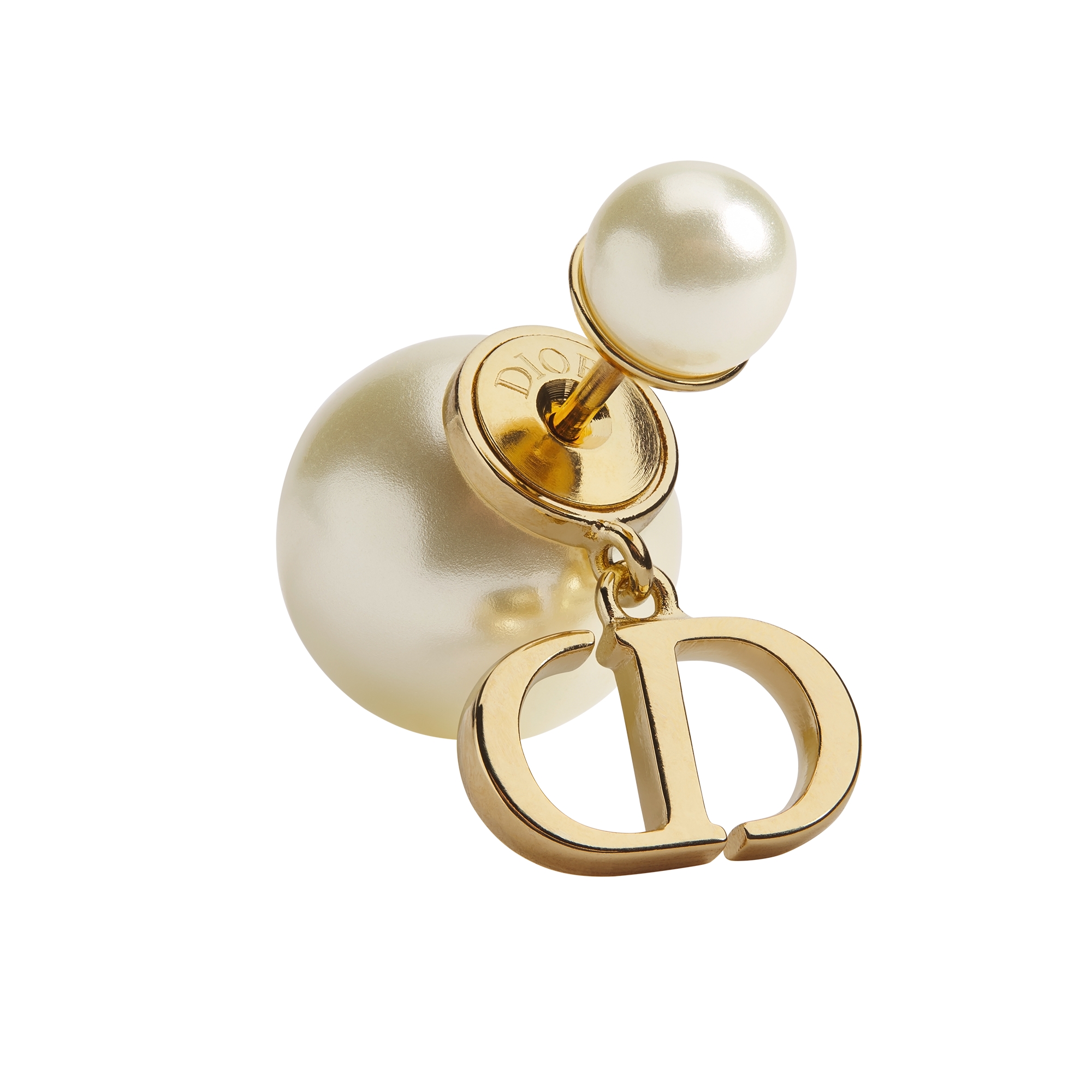 Dior Tribales Earrings Gold-Finish Metal and White Resin Pearls E09