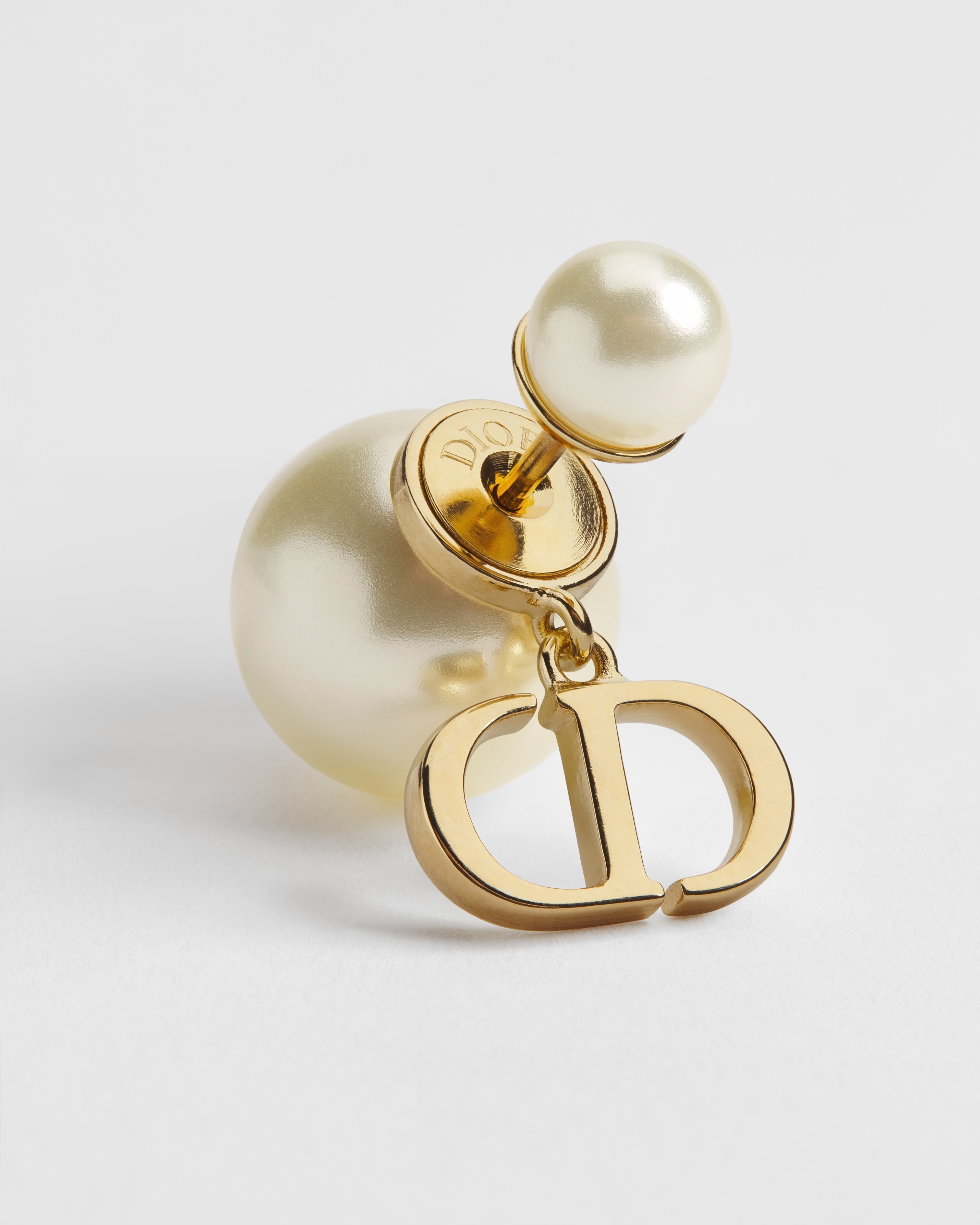 Dior Tribales Earrings Gold-Finish Metal and White Resin Pearls E09