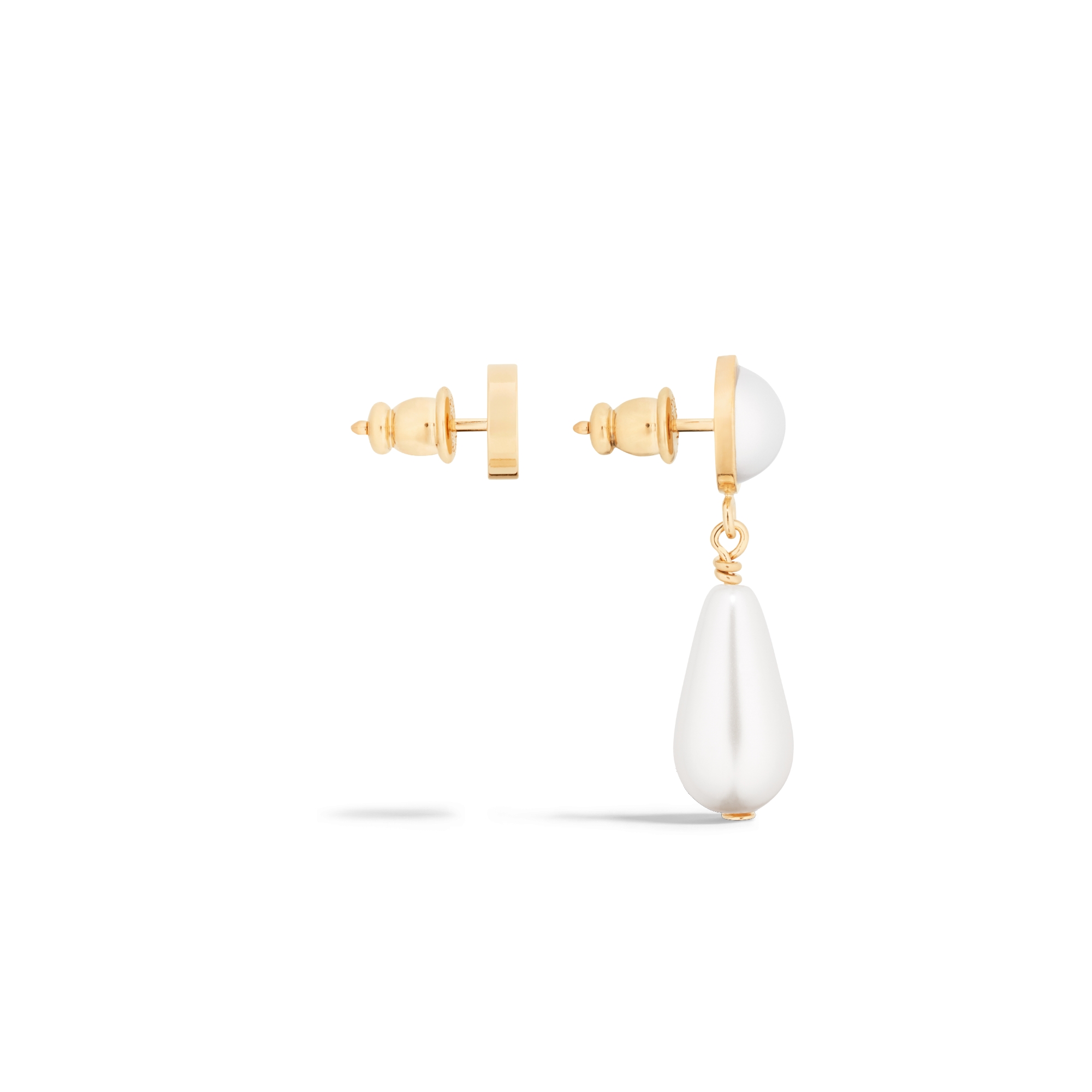 CD Pearls Earrings Gold-Finish Brass and White Crystal Pearls E02