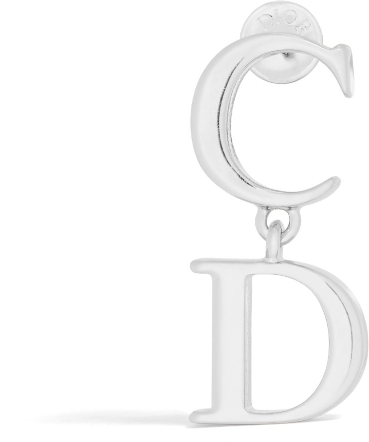 Letters Earring Silver Finish Brass DIOR