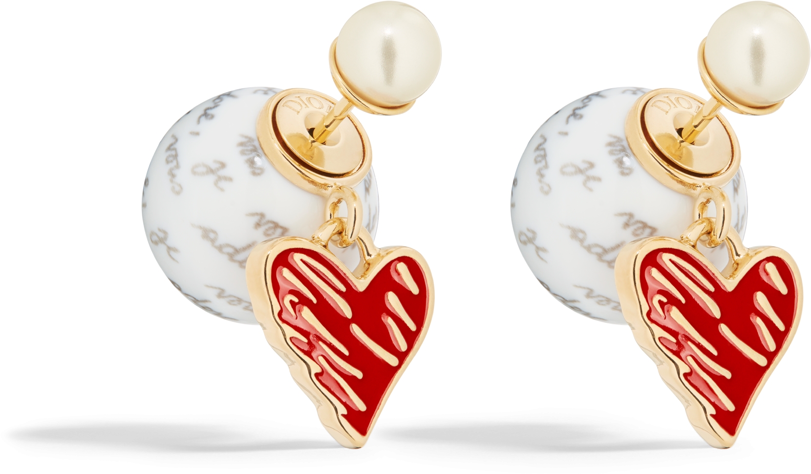 DIOR Dioramour Dior Tribales Earrings Gold Finish Metal With White Resin Pearls And Red Lacquer Women