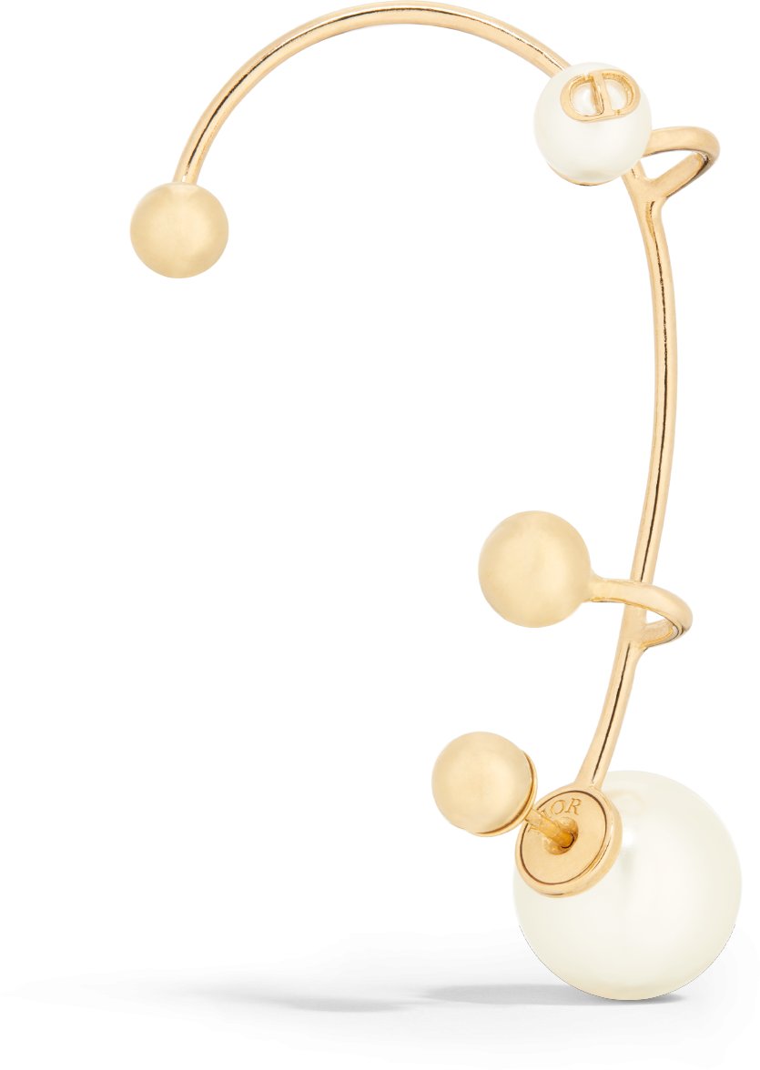 Dior Tribales Earring Gold Finish Metal and White Resin Pearls DIOR