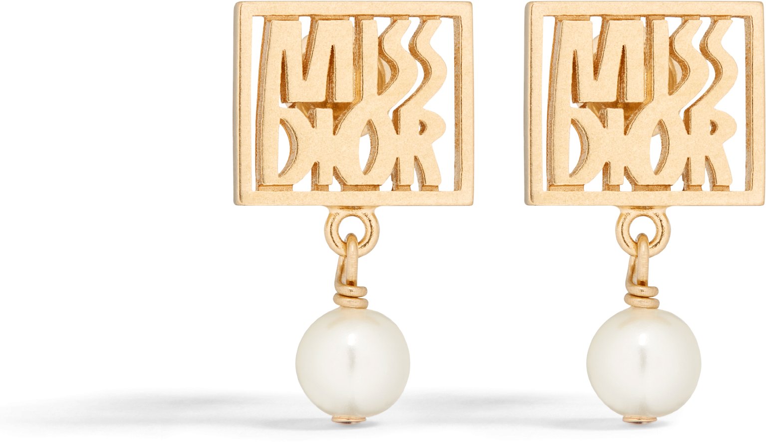 Miss Dior Earrings Gold Finish Metal and White Resin Pearls DIOR
