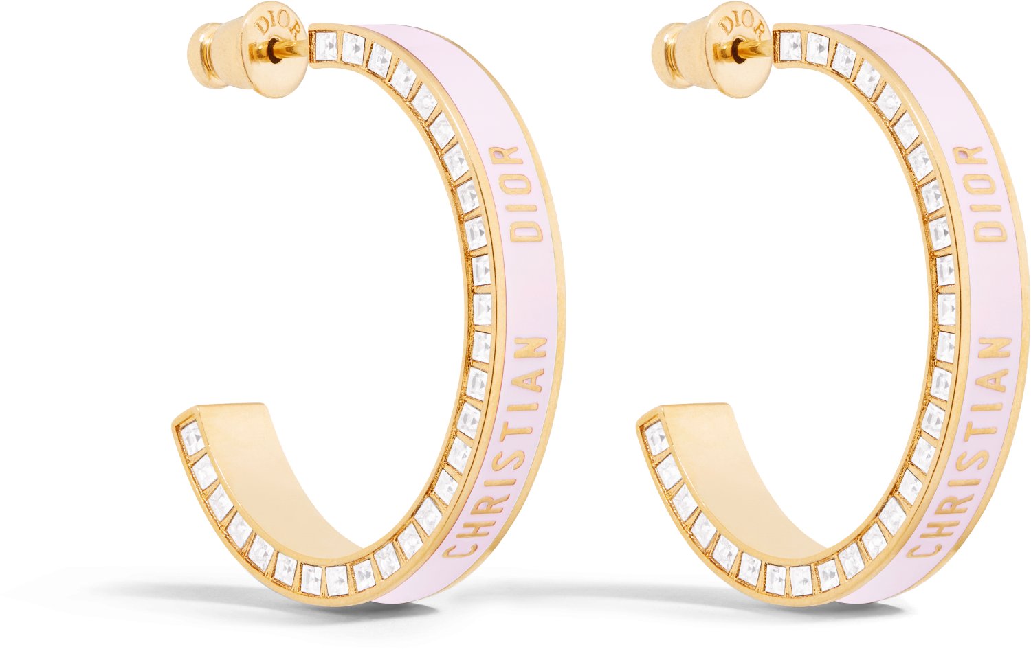 Small Dior Night Code Hoop Earrings Three quarter closed view