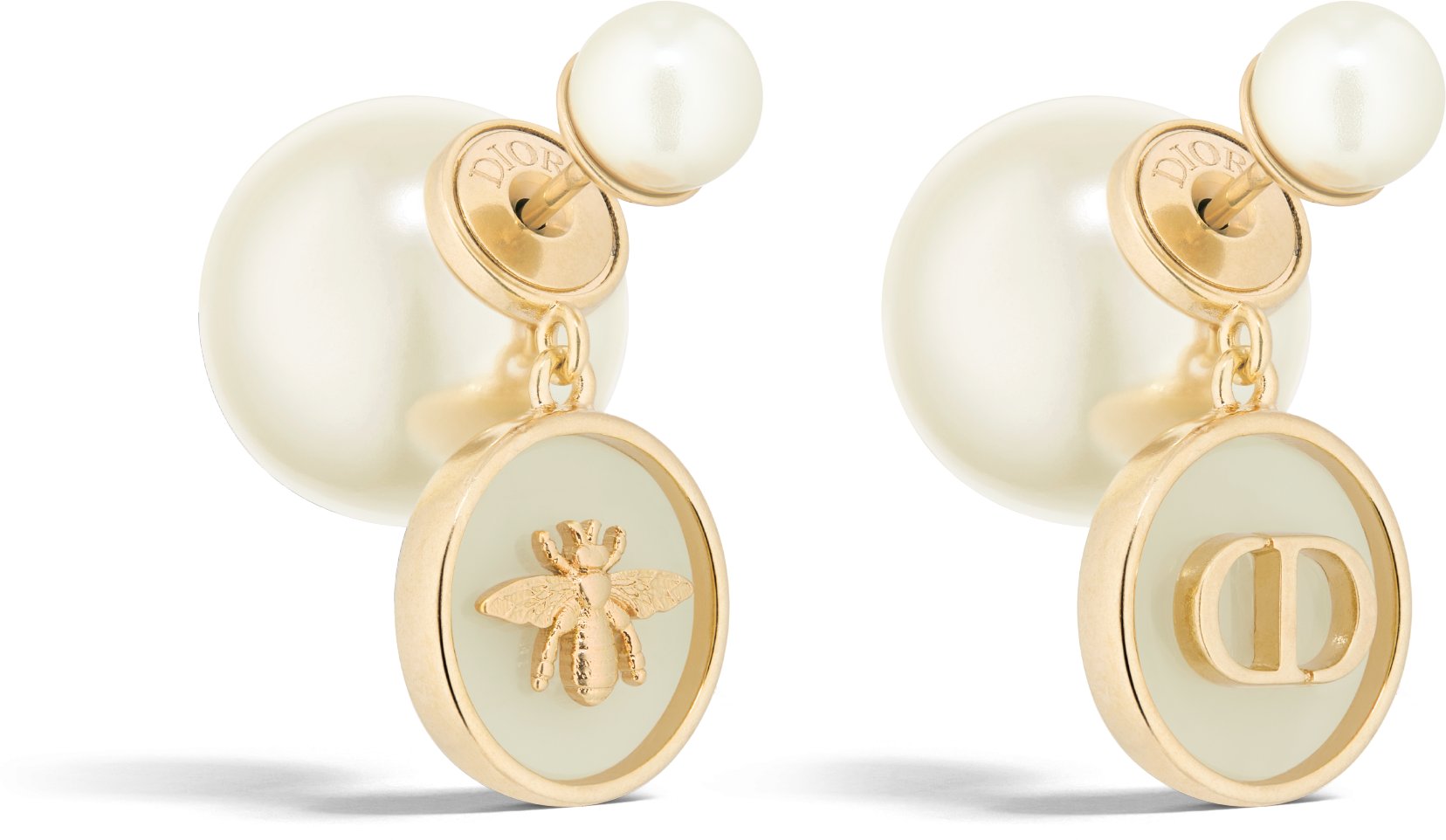 Dior Tribales Earrings Gold-Finish Metal and White Resin