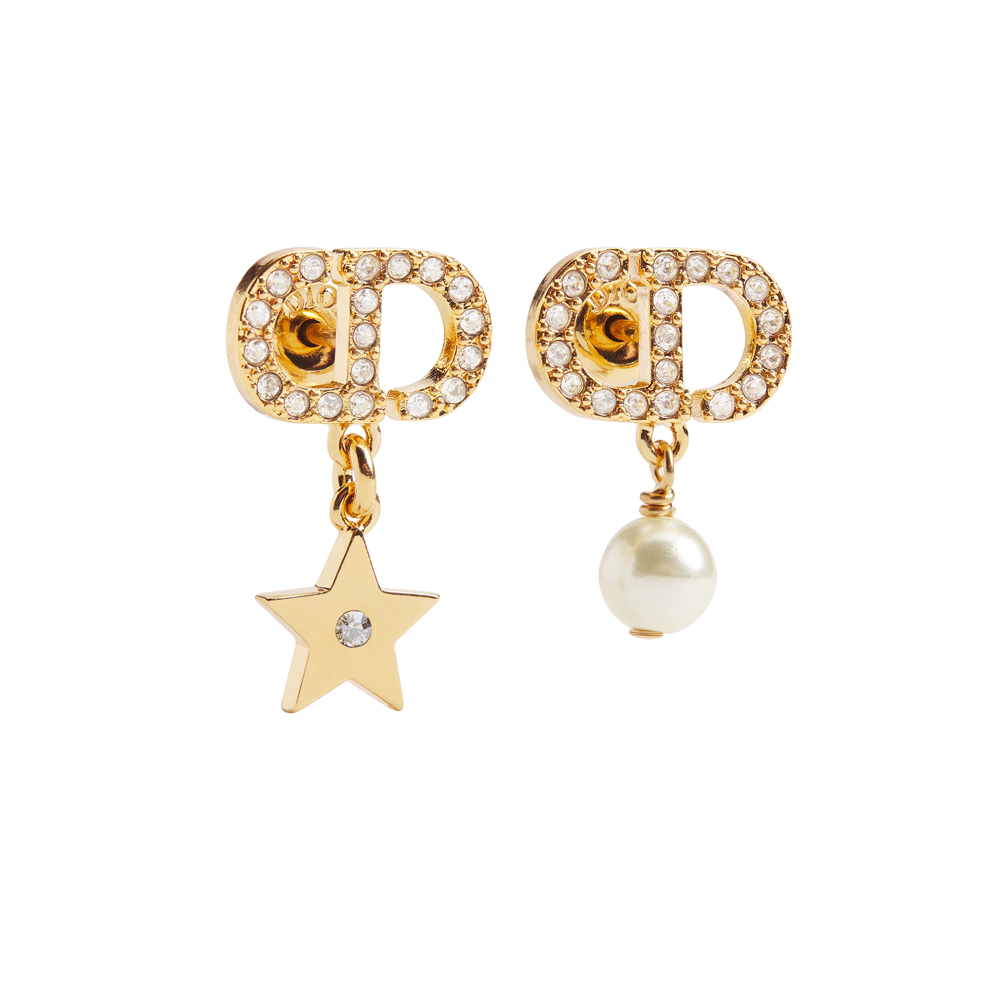  Metall mit Gold-Finish, Kunstharzperle in Weiß und Kristalle in Silberfarbe