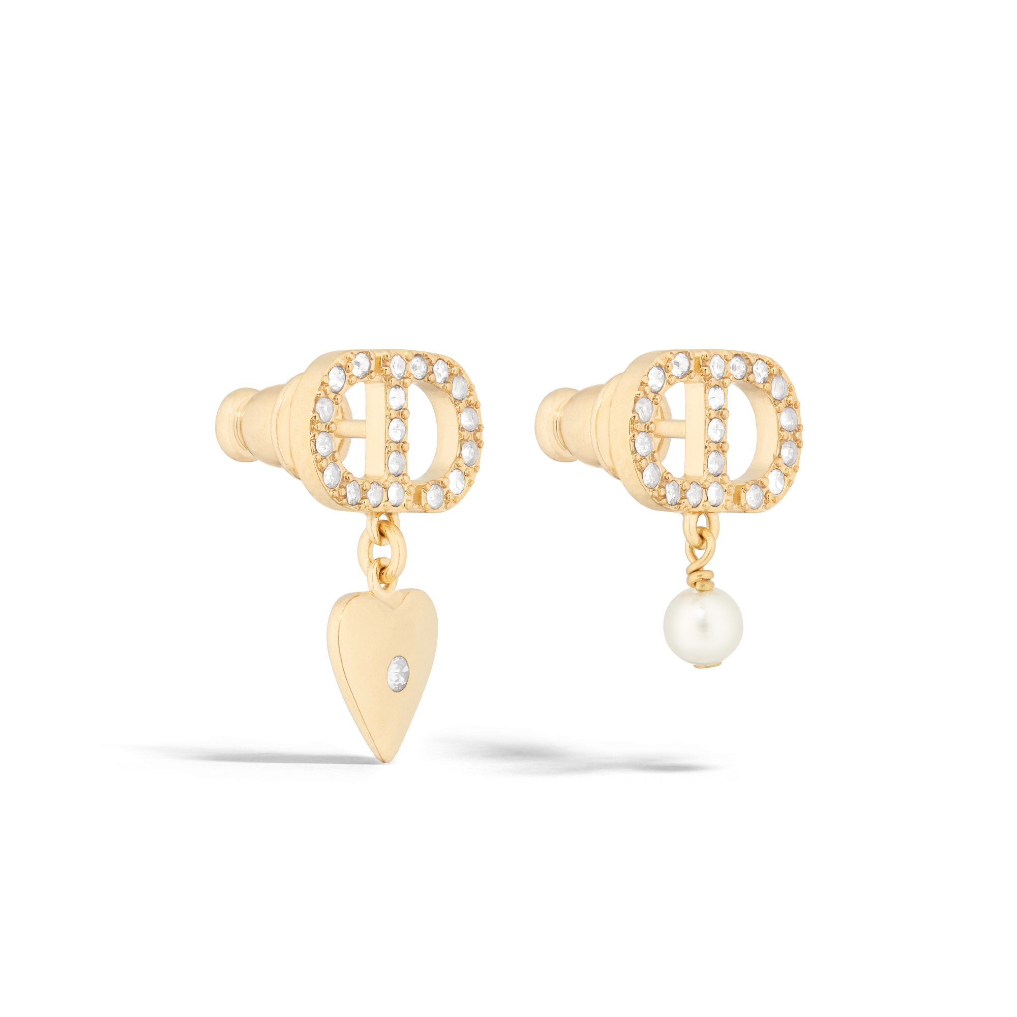 Orecchini Petit CD Daisy Metallo con finitura color oro pallido, perla