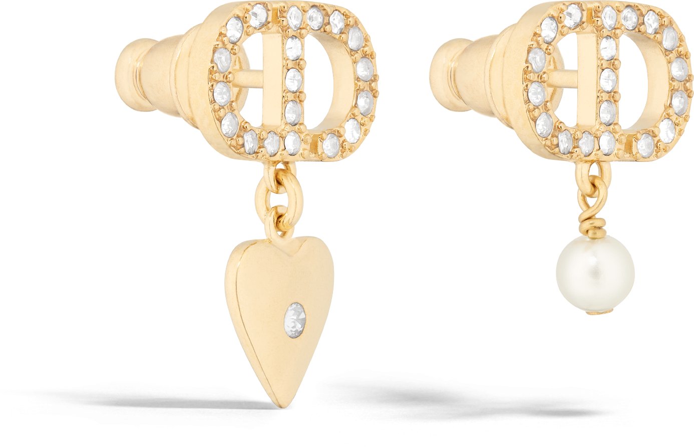 Petit CD Lucky Charms Earrings Gold-Finish Metal with a White Resin Pearl  and Silver-Tone Crystals | DIOR