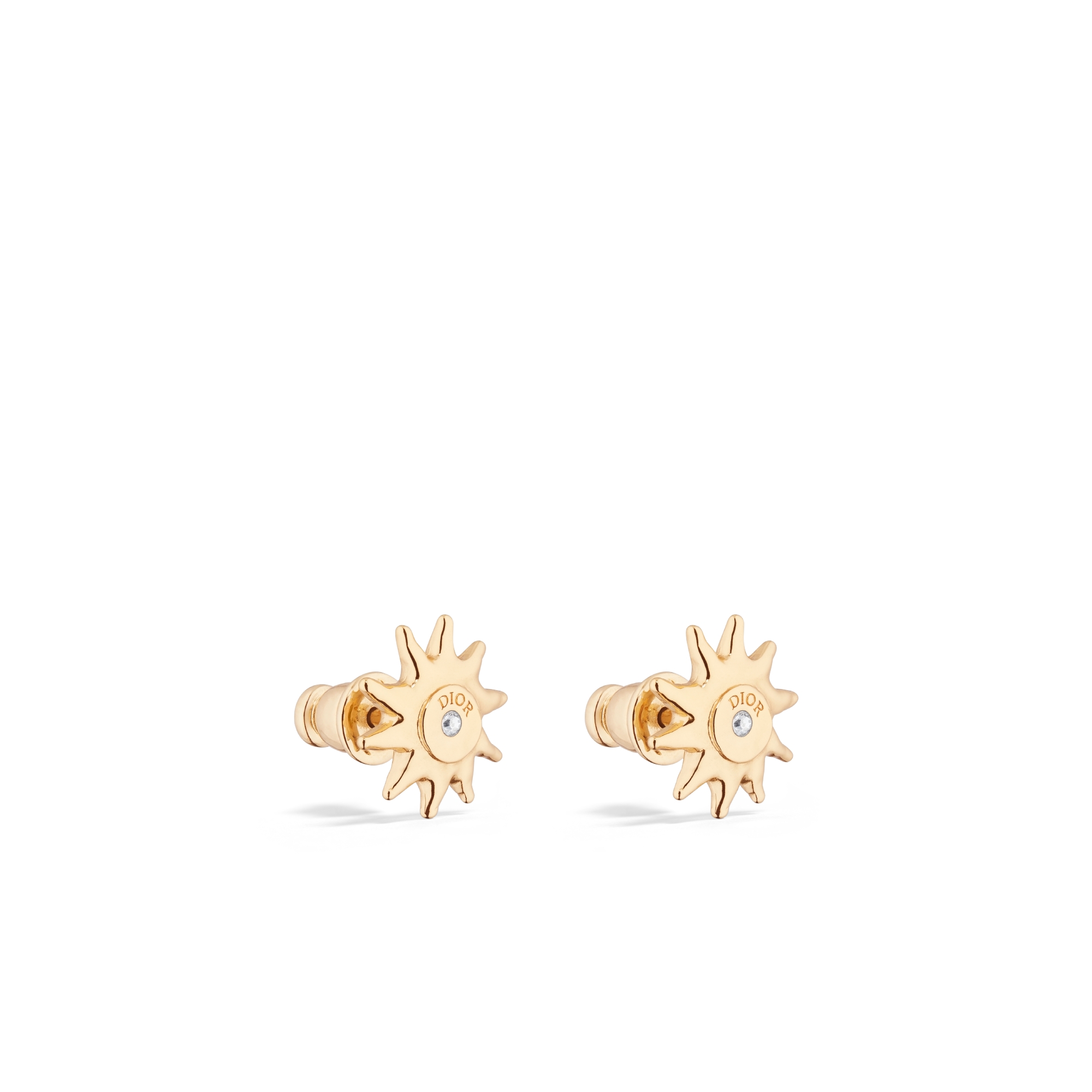 DIOR AND LEWIS HAMILTON earrings Gold-Finish Brass and White Crystals E03