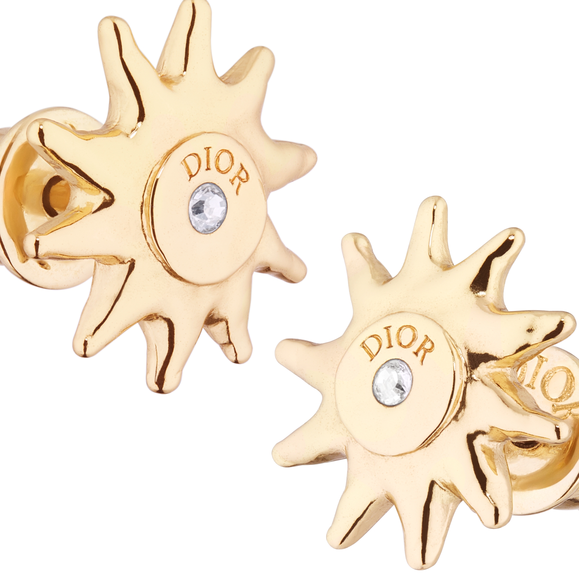 DIOR AND LEWIS HAMILTON earrings Gold-Finish Brass and White Crystals E09
