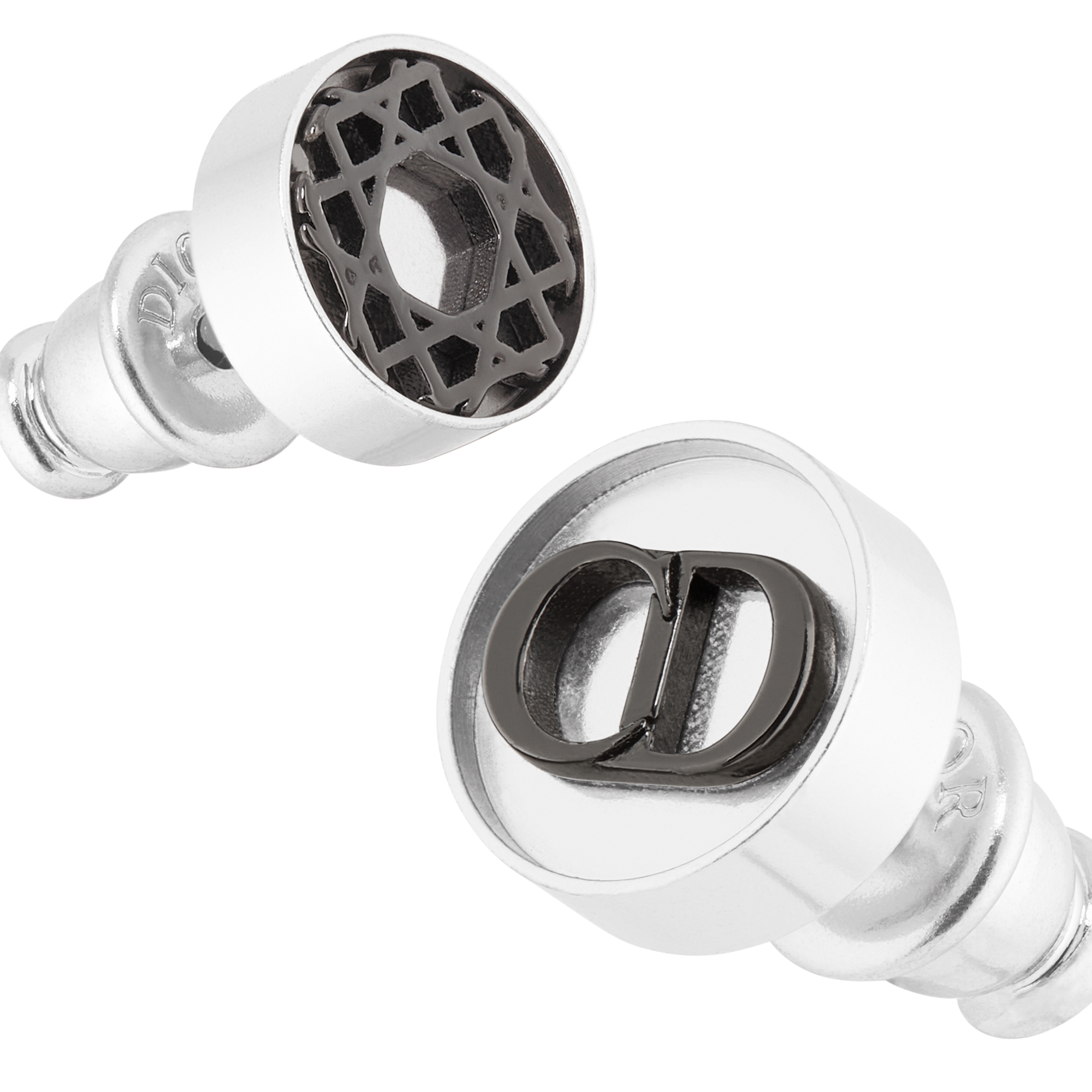 Cannage Ohrringe Messing mit Silber- und Ruthenium-Finish E09