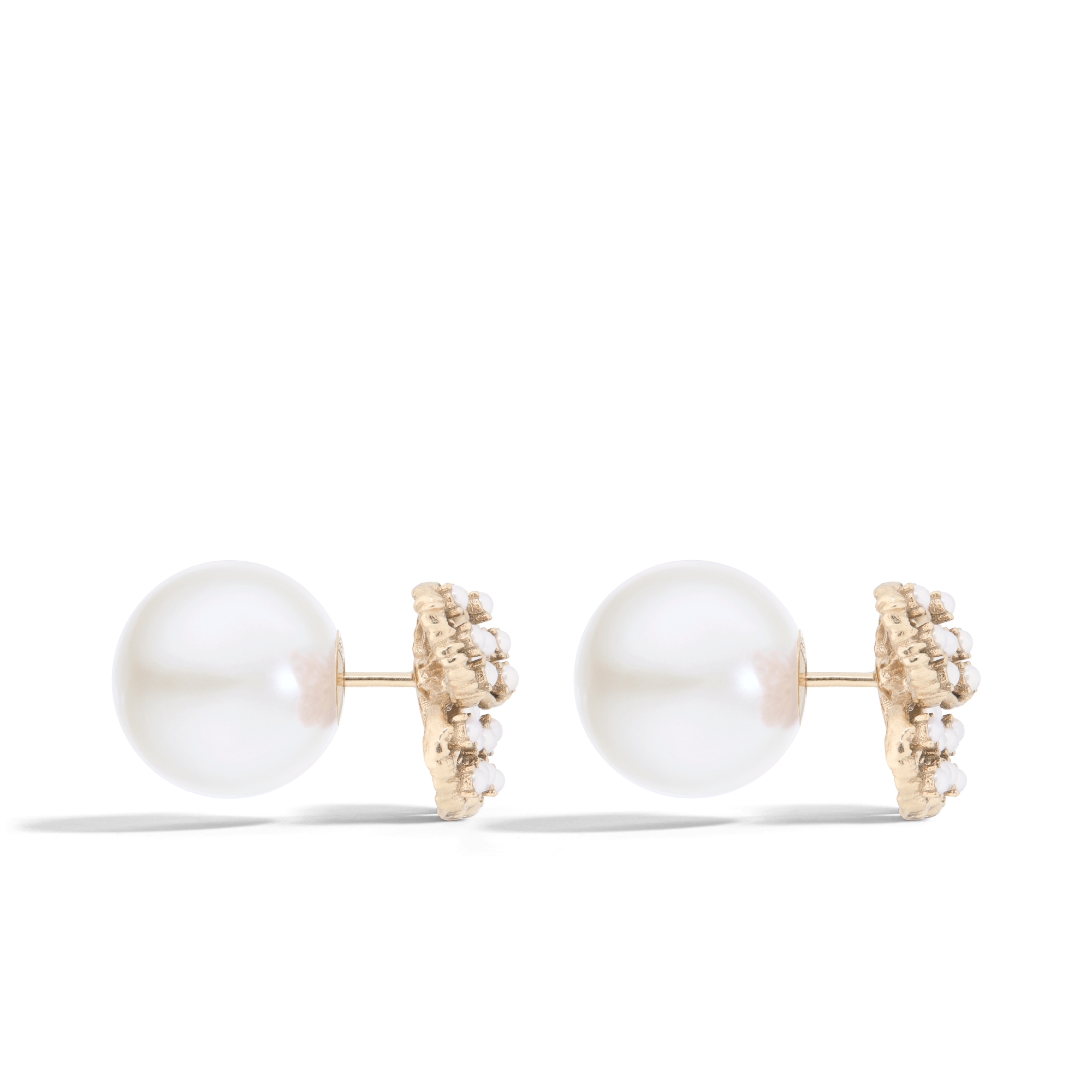 Orecchini Clip-On Vintage A Croce Con Perla Finta - Finitura Oro Opaco Martellato, 3 Grandi