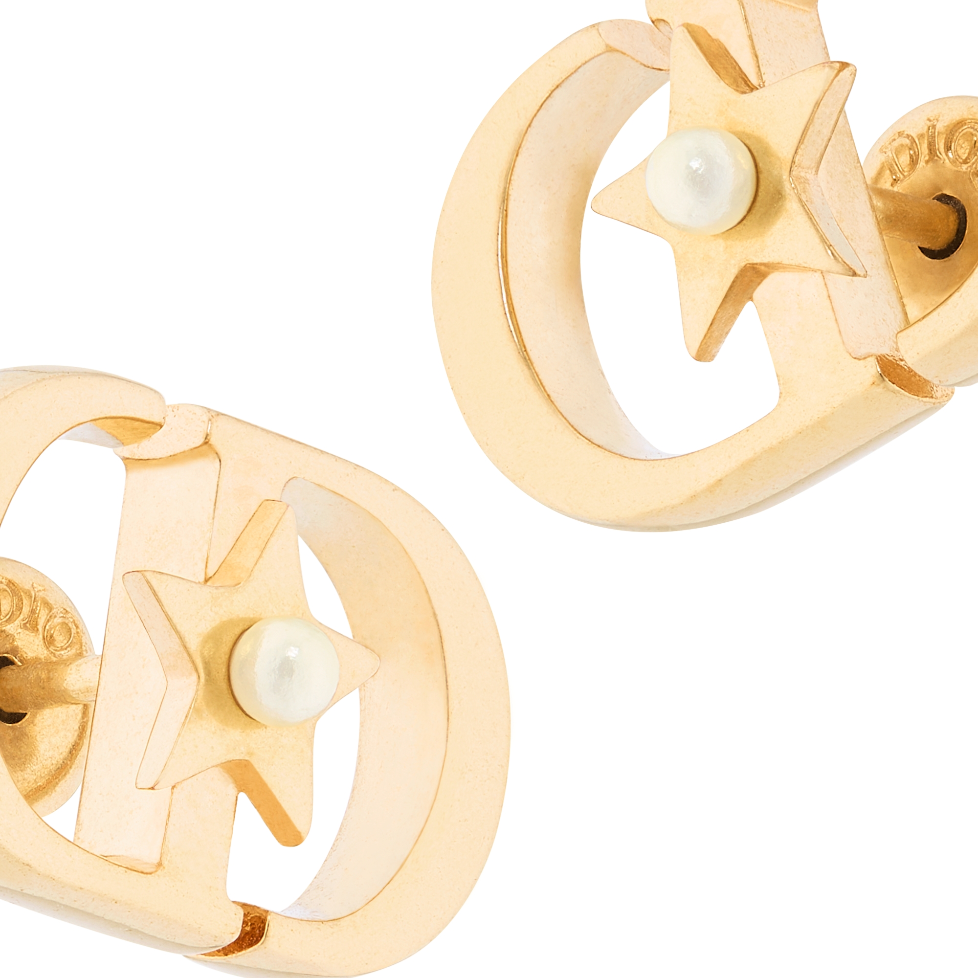 CD 26S DOUBLE RESIN PEARL STUD EARRINGS IN GOLD TONE METAL 629951 main image 1