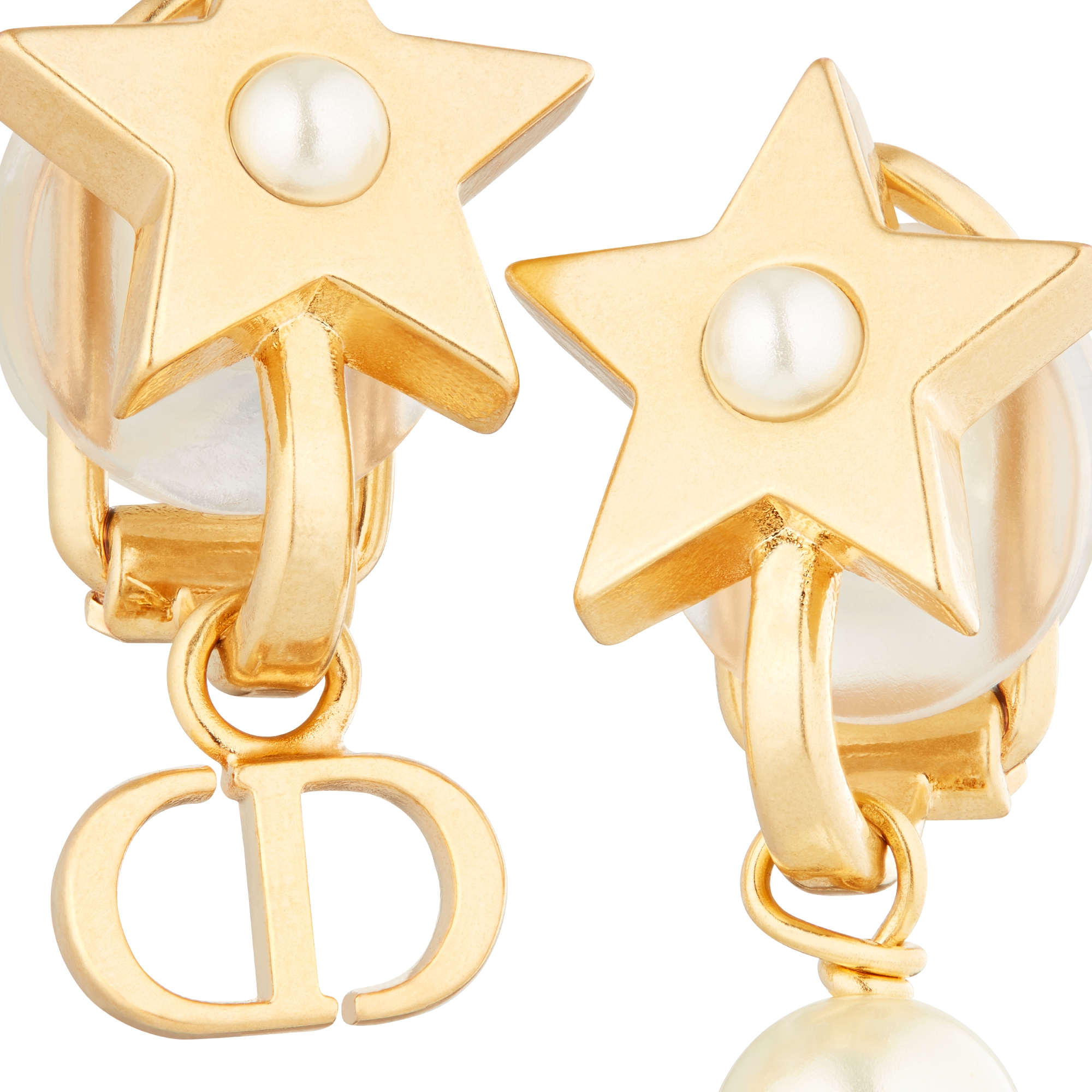 Dior Women's Lucky Dior Metal Earrings White