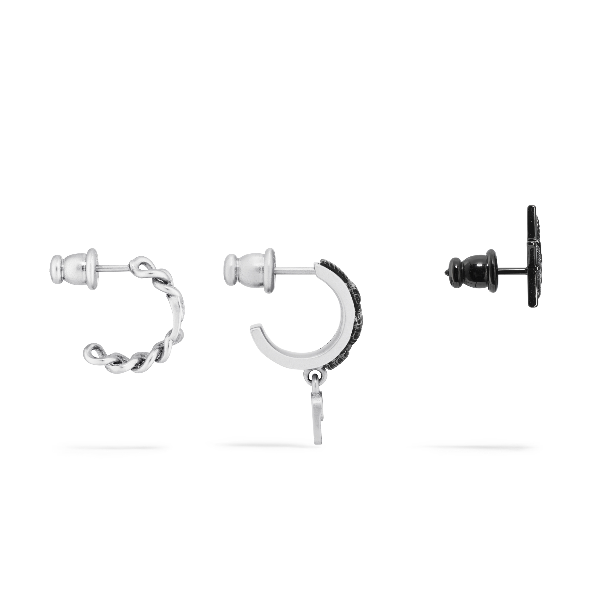 Dior Black Star Earring Set Silver-Finish and Black Ruthenium-Finish Brass E02