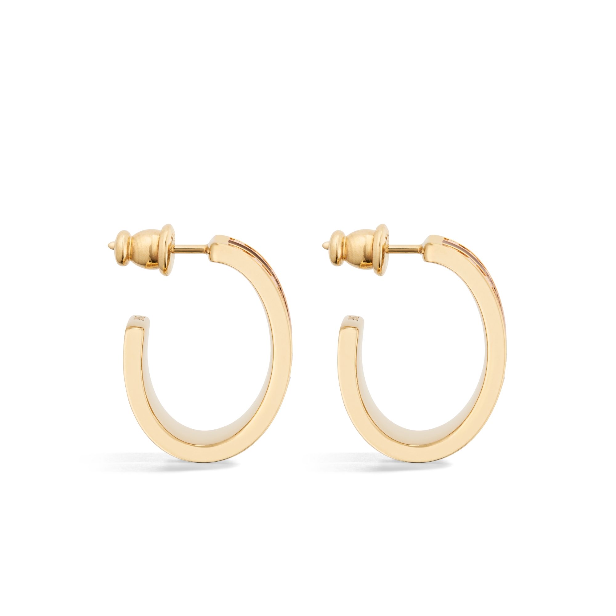 ต่างหูห่วง Dior Night Code โลหะเคลือบทอง คริสตัลสีขาว และงานเคลือบสีน้ำตาลโทแบคโค E02