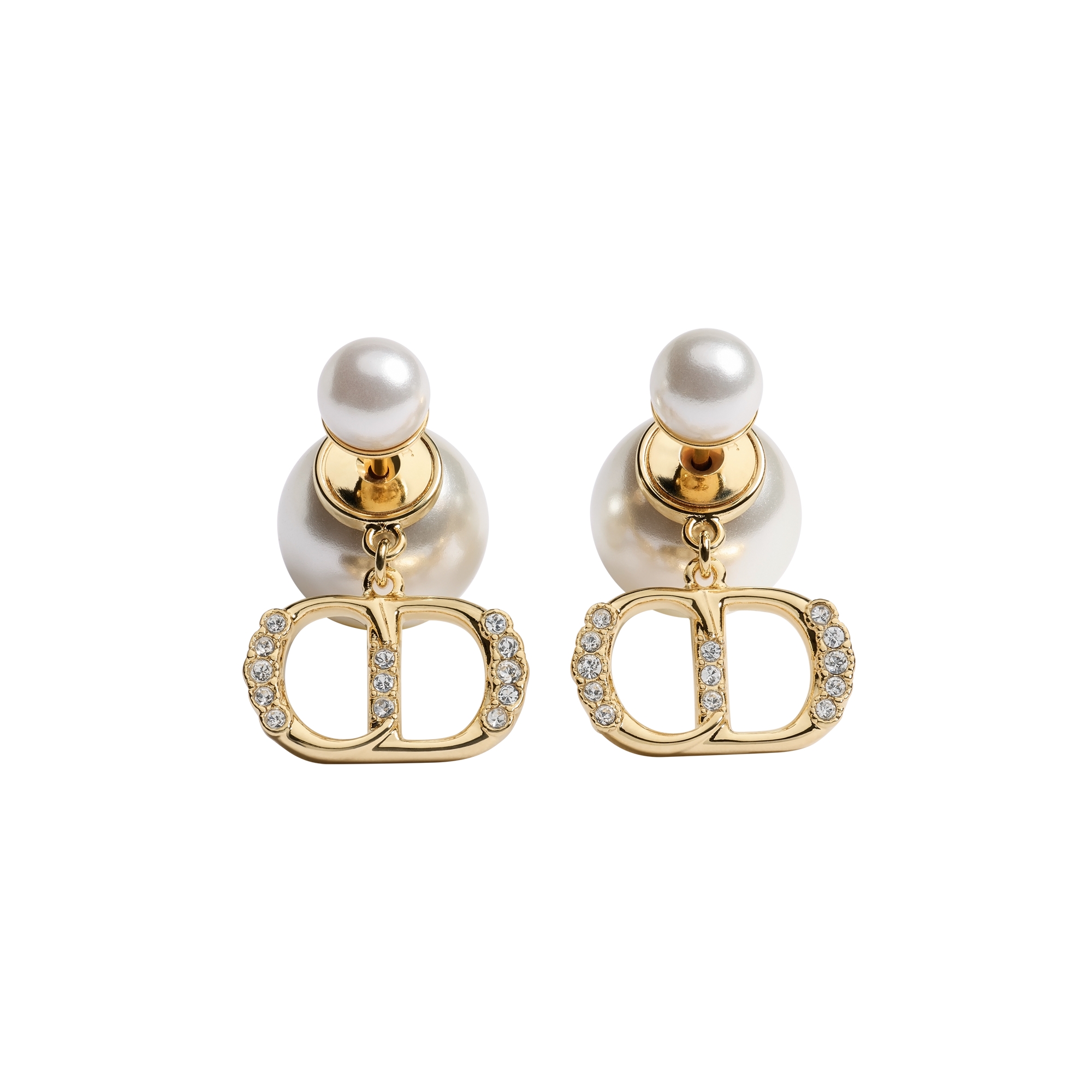 Dior Tribales Earrings Silver-Finish Metal, White Resin Pearls and