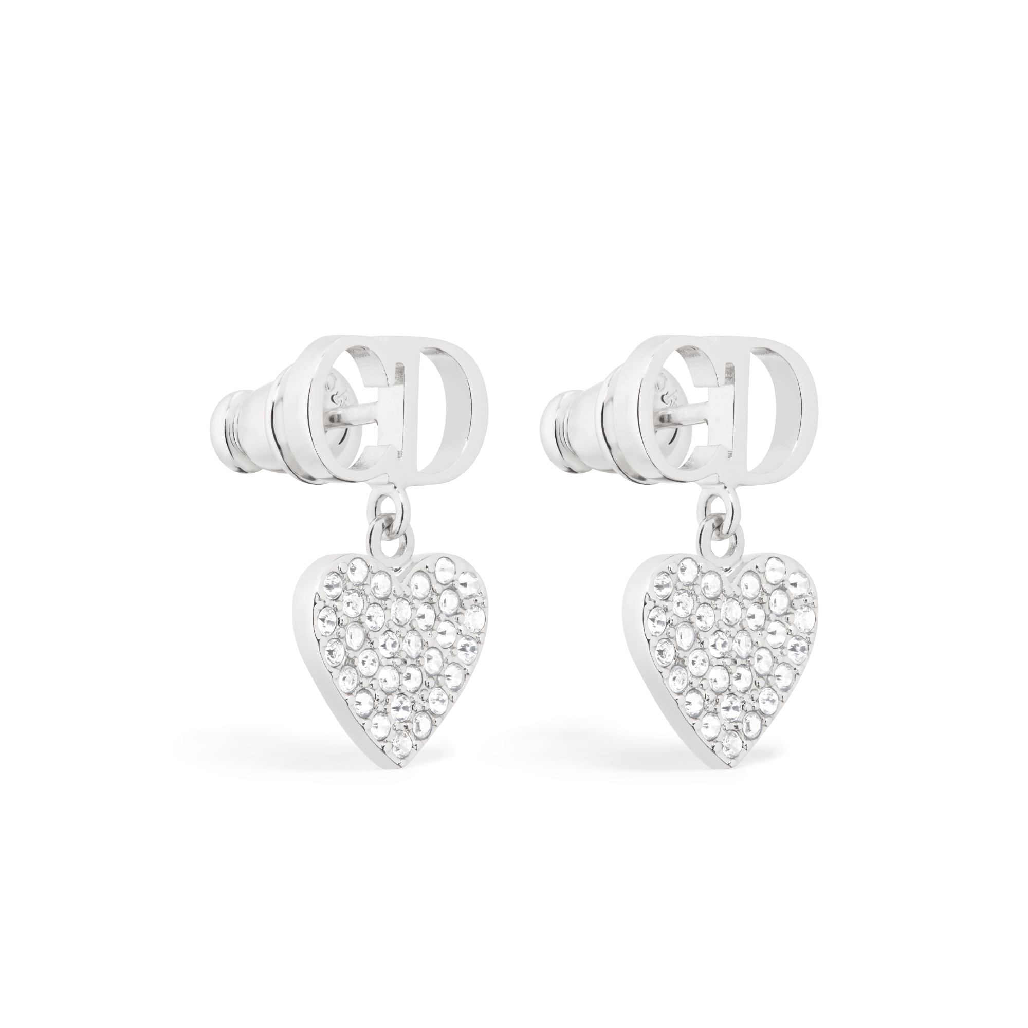 Clair D Lune Earrings Silver-Finish Metal and White Crystals E03