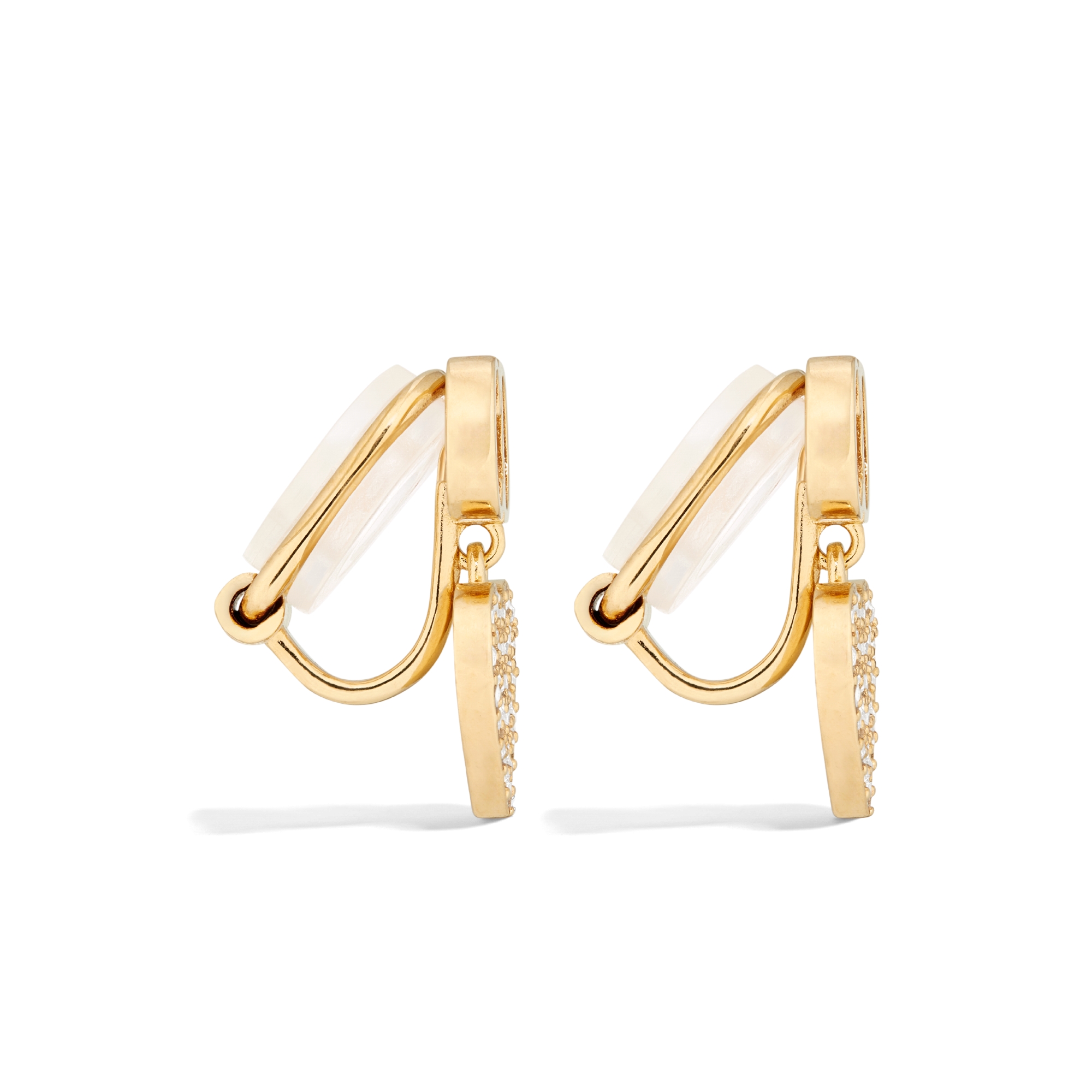 ต่างหู Clair D Lune แบบหนีบ โลหะเคลือบทองและคริสตัลโทนสีเงิน E02