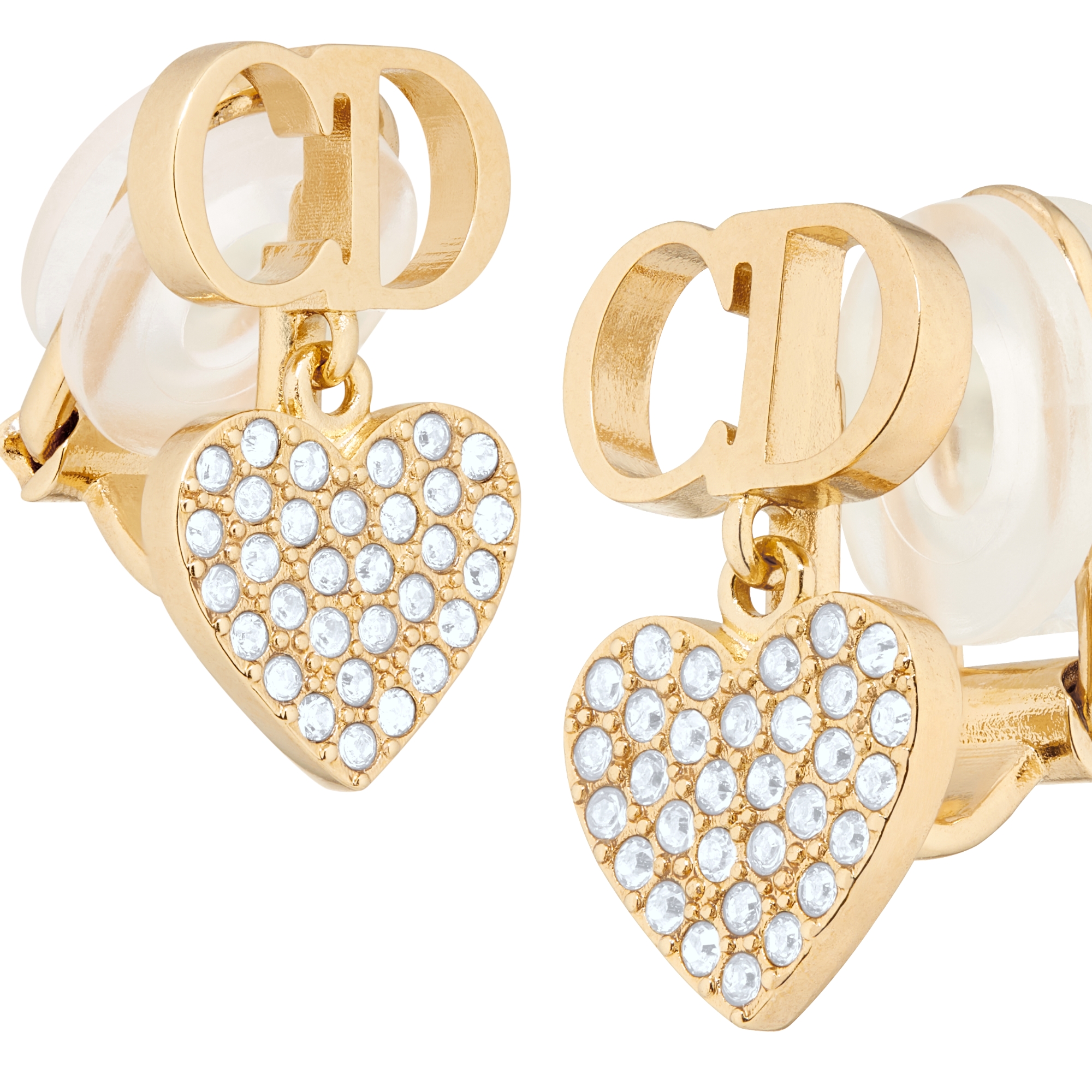 Clair D Lune Clip-On Earrings Gold-Finish Metal and Silver-Tone Crystals E09