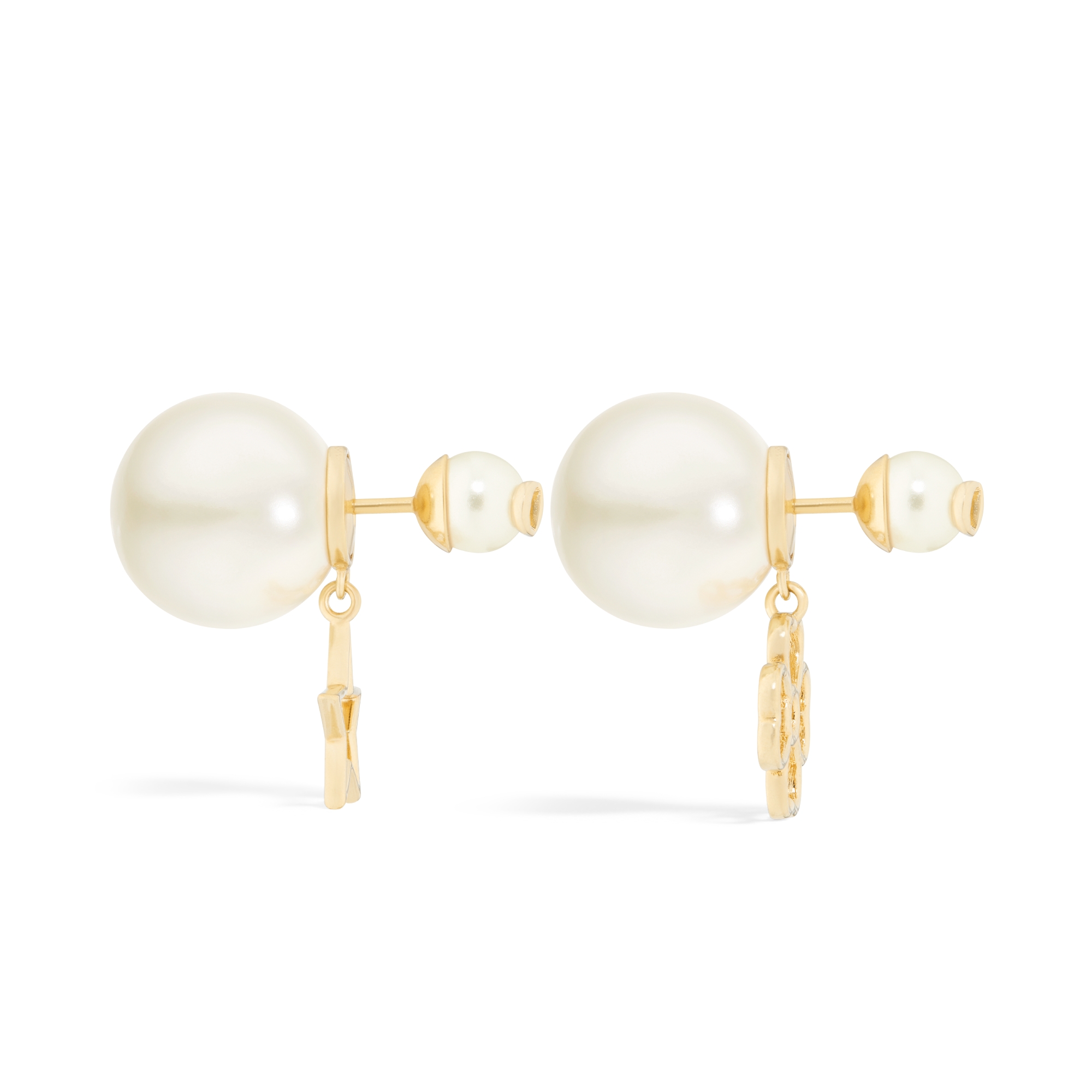 Boucles D'oreilles Fines Dorées Avec Perle Blanche Et Strass - Très Chic - Neuf Sans Boîte