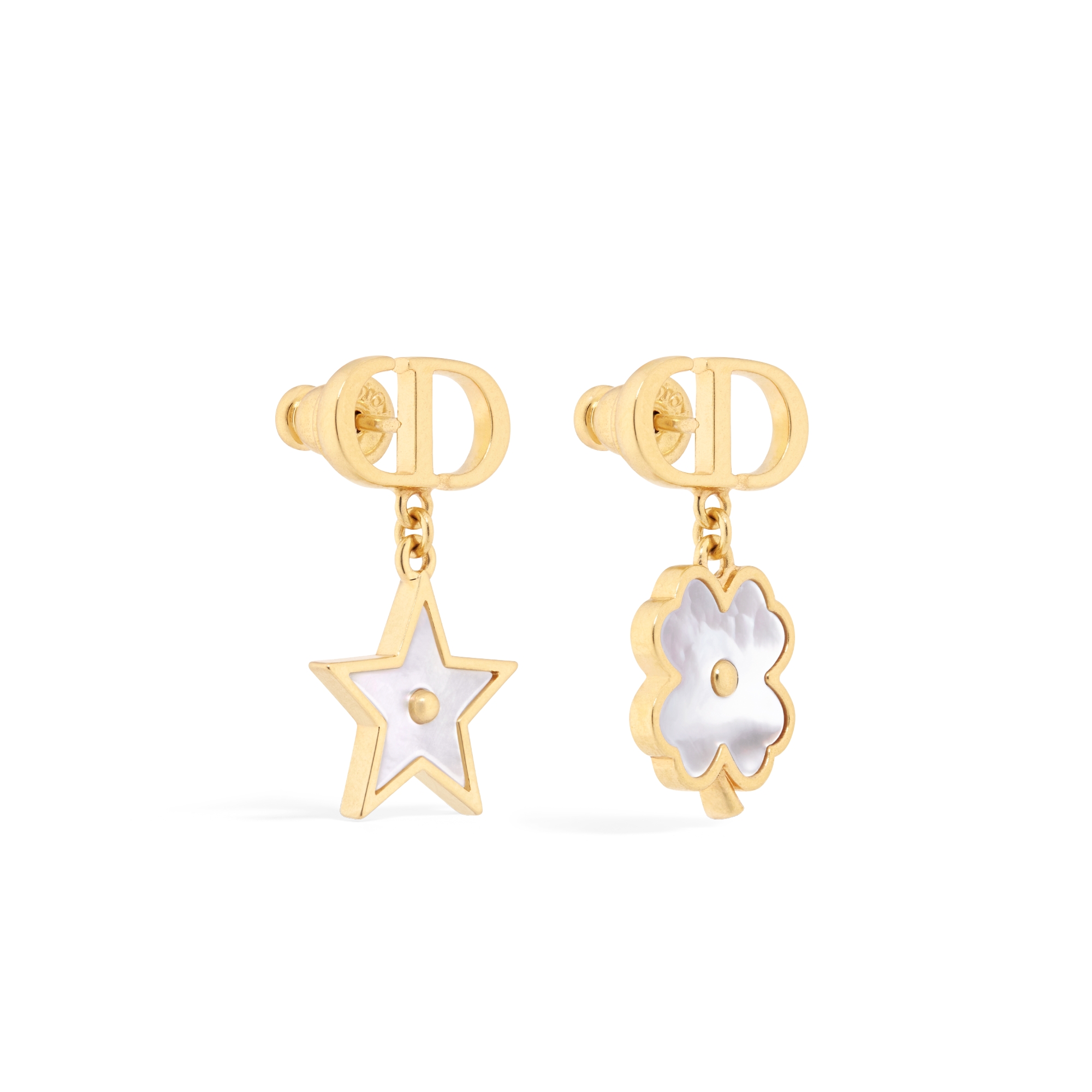 Boucles D'oreilles Rectangles Dorées Et Nacrées - Clous - Neuf Avec étiquettes