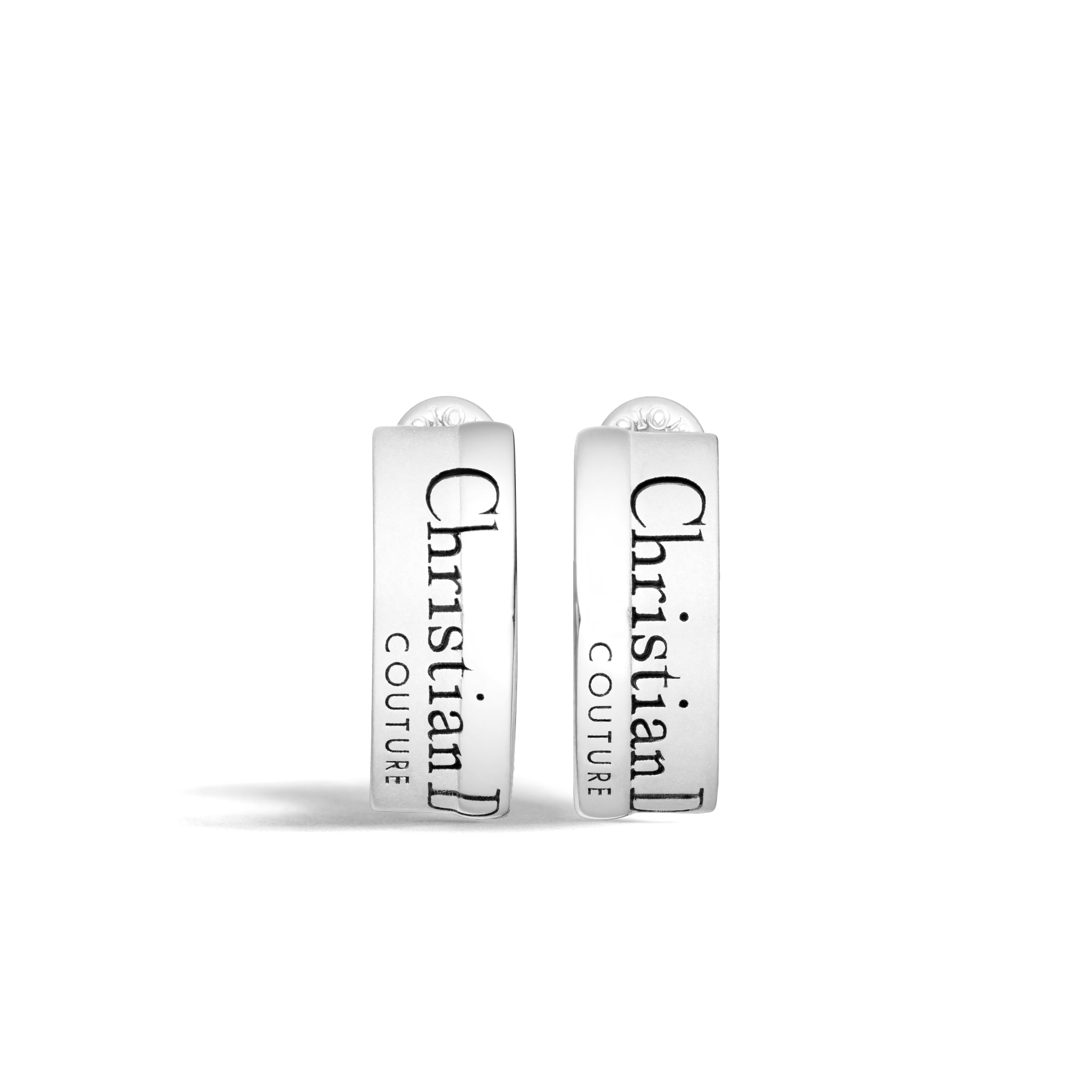 Christian Dior Couture Cut Earrings Silver and Black Resin E01