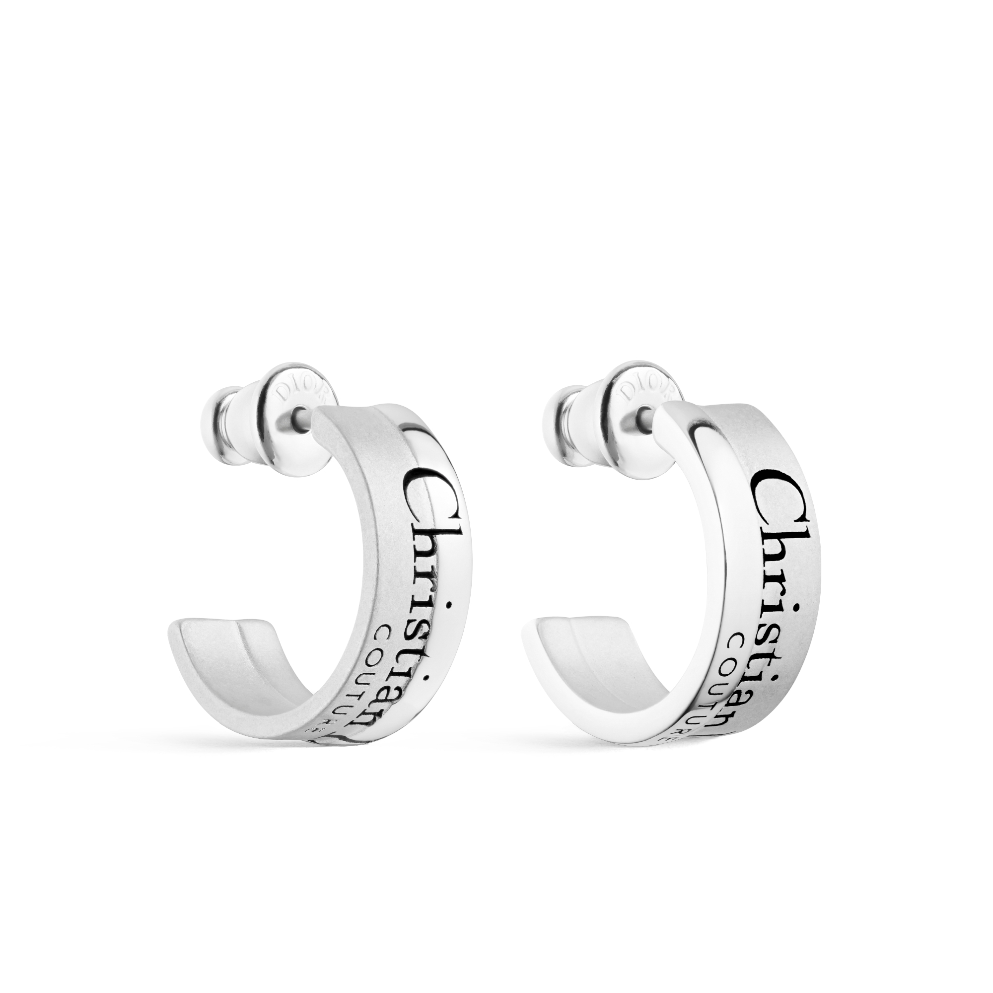Christian Dior Couture Cut Earrings Silver and Black Resin E03
