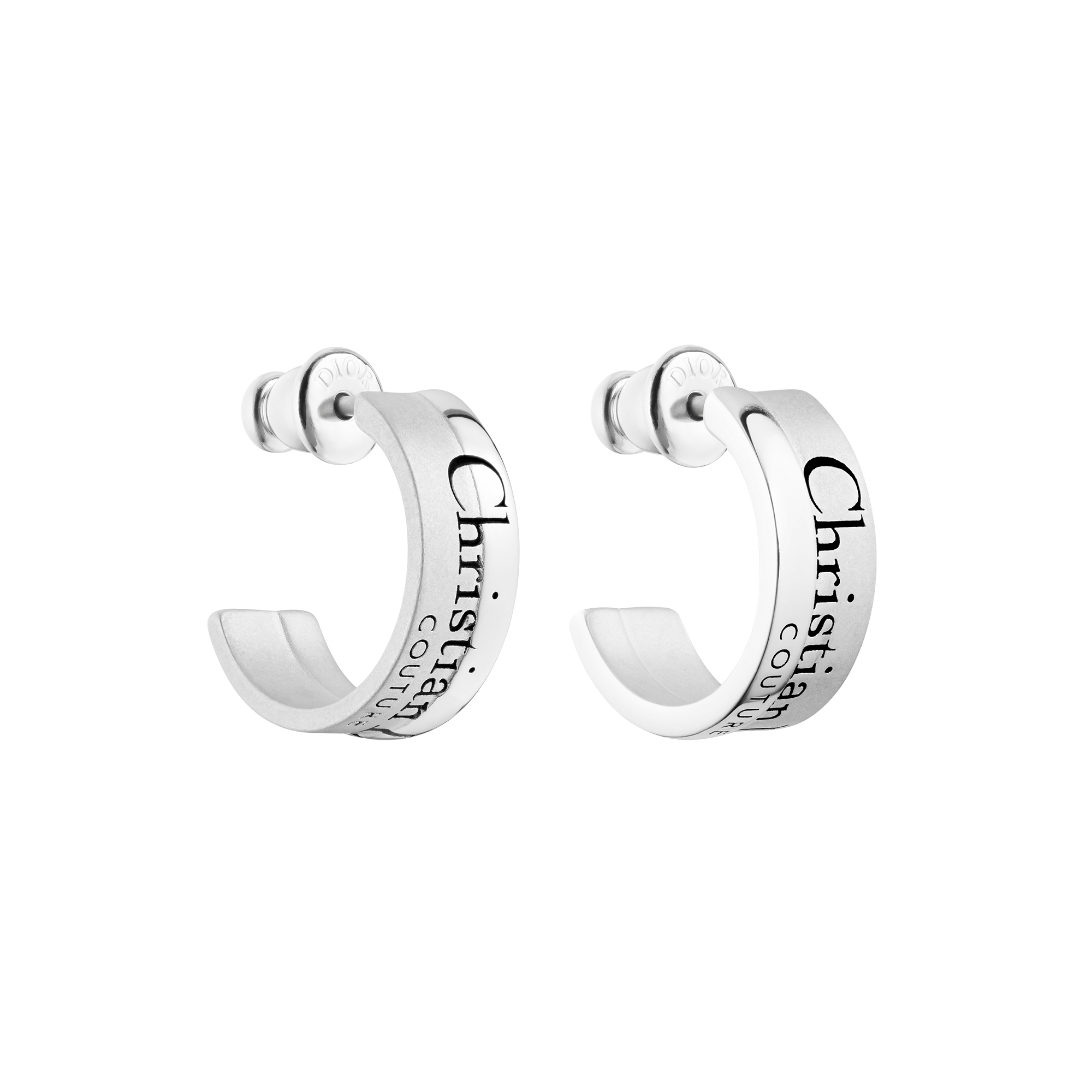Christian Dior Couture Cut Earrings Silver and Black Resin E03