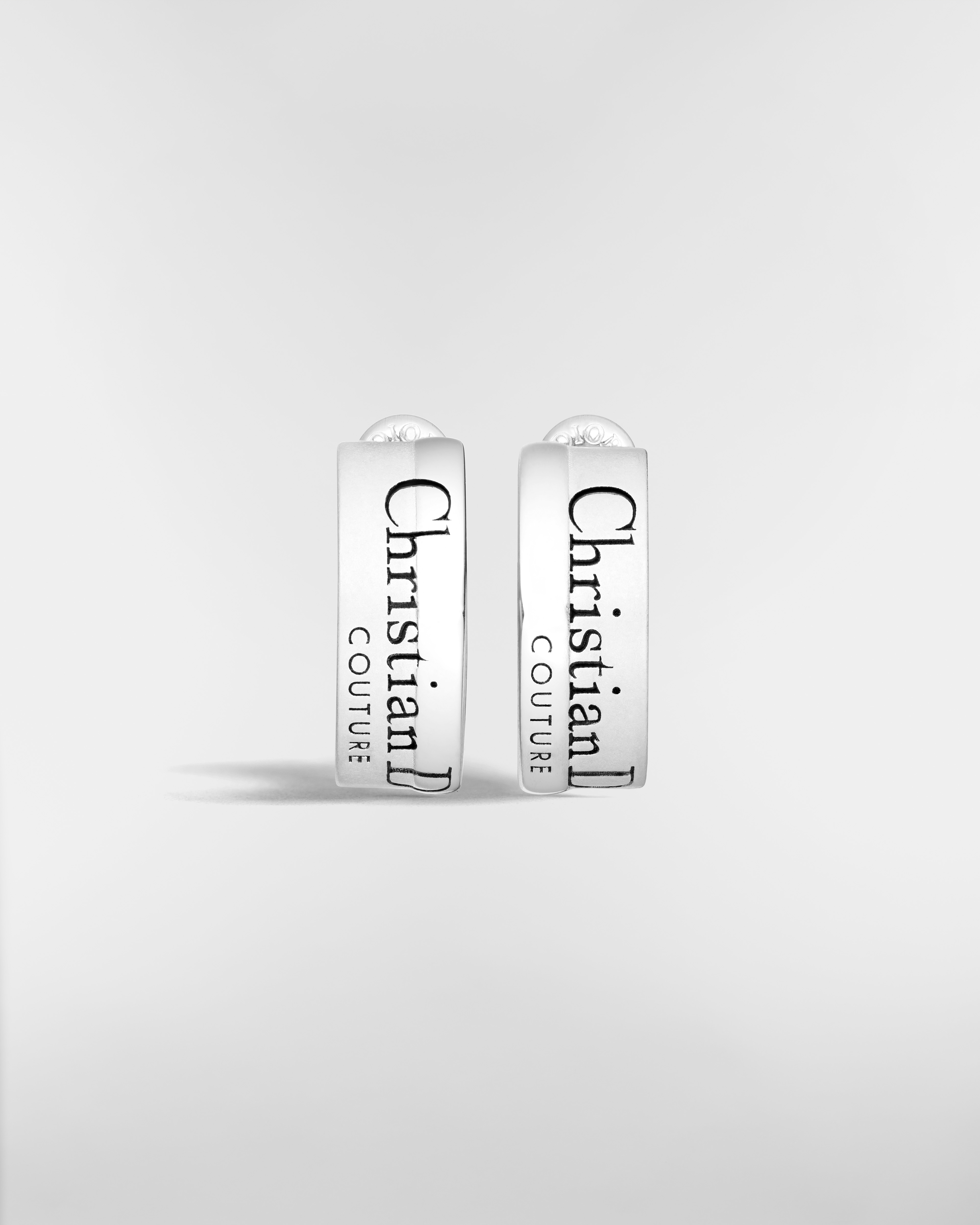 Christian Dior Couture Cut Earrings Silver and Black Resin E01