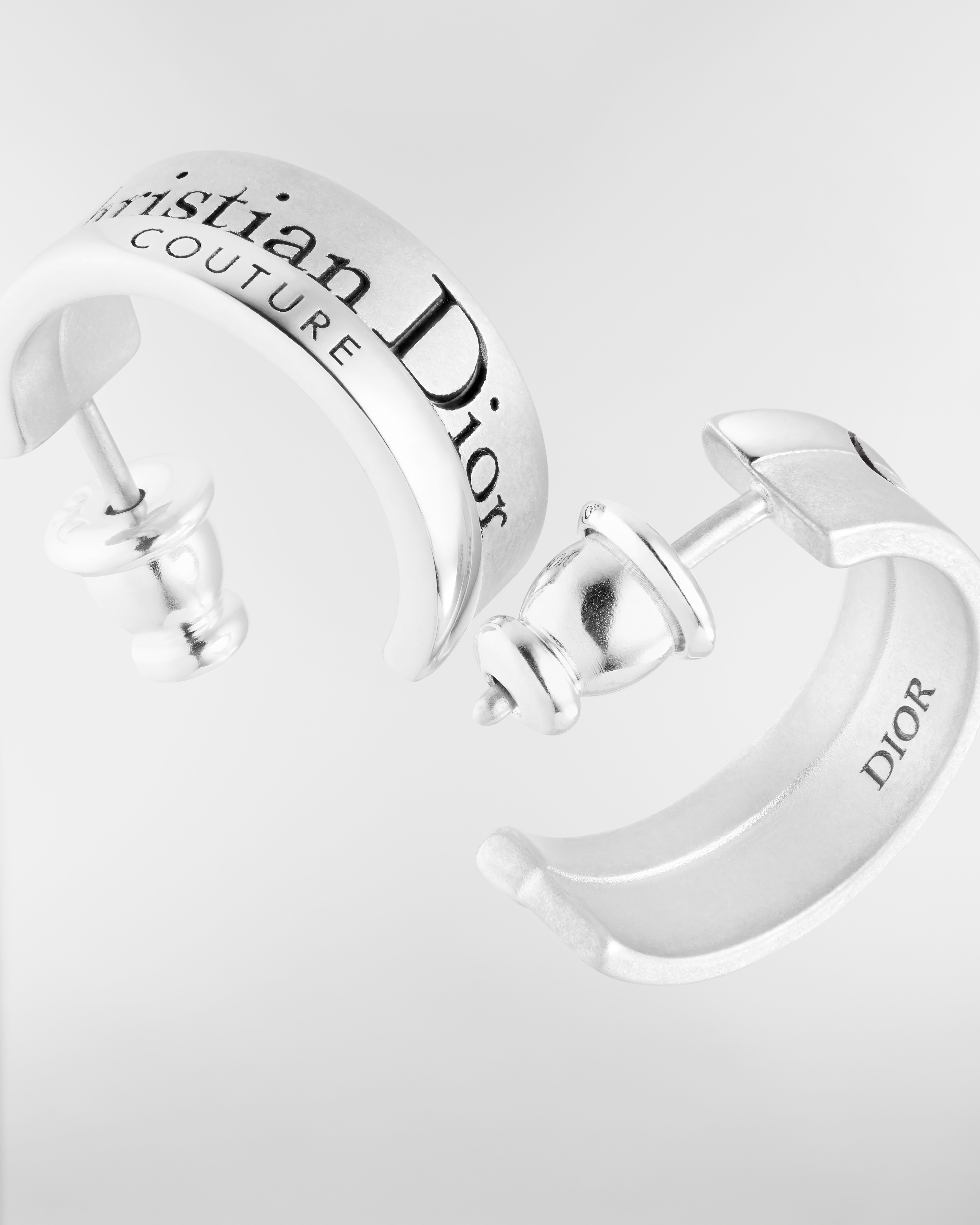 Christian Dior Couture Cut Earrings Silver and Black Resin E09