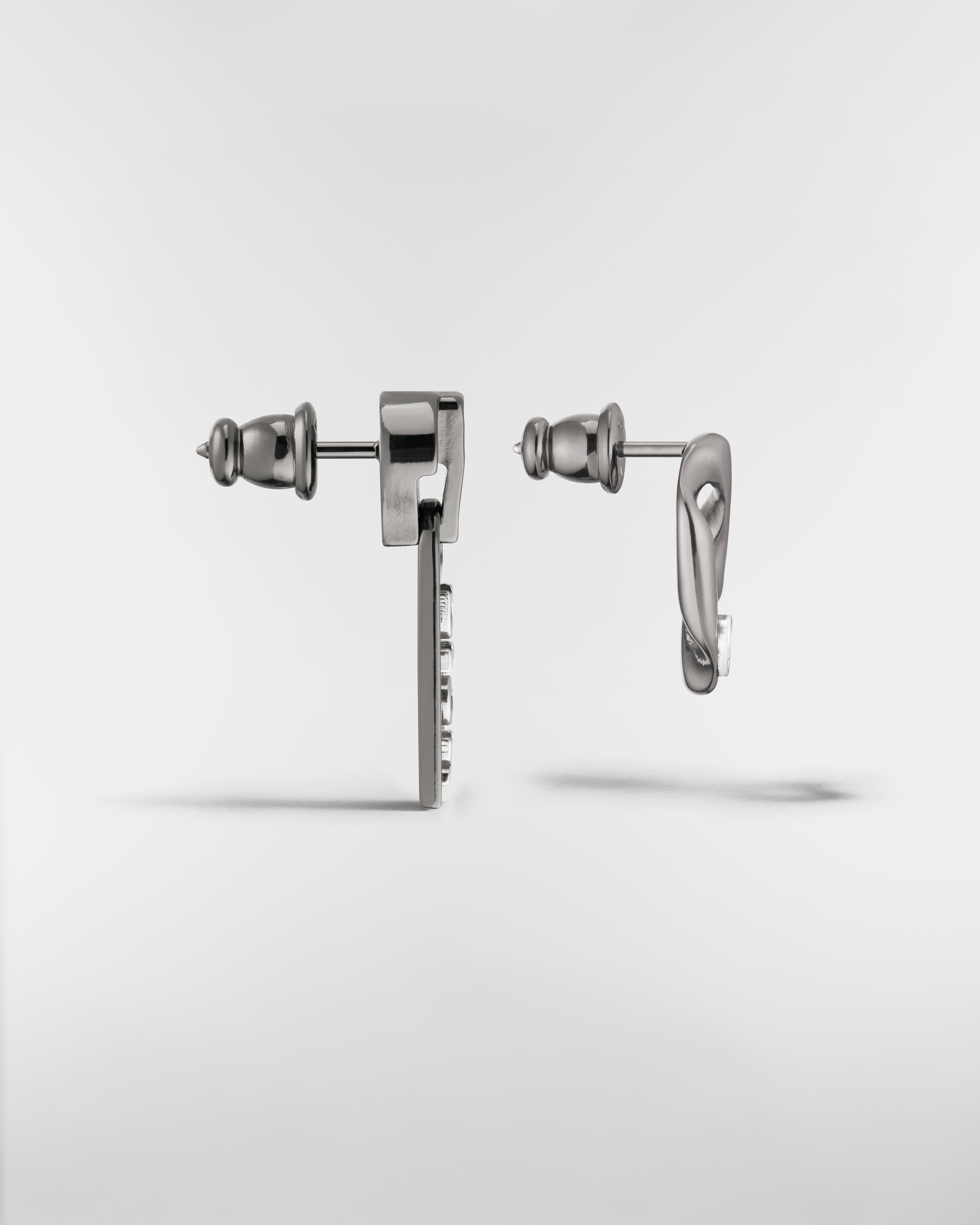 Dior Contrast Earrings Ruthenium- and Silver-Finish Brass E02
