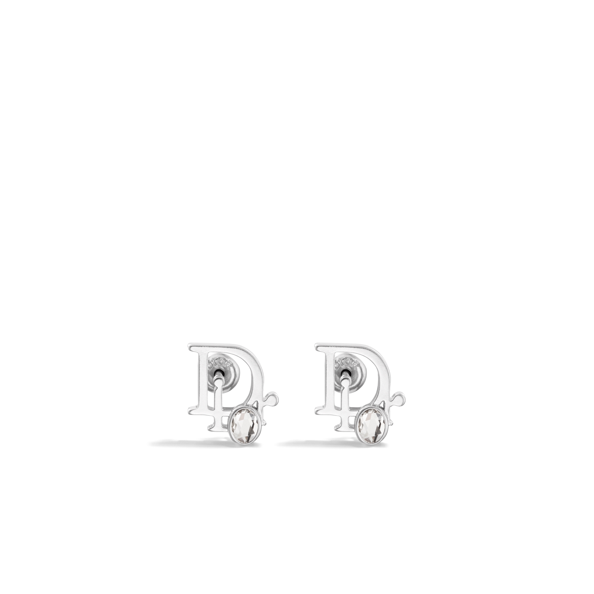 Dior Sparkle Earrings Silver-Finish Brass and White Crystals E01