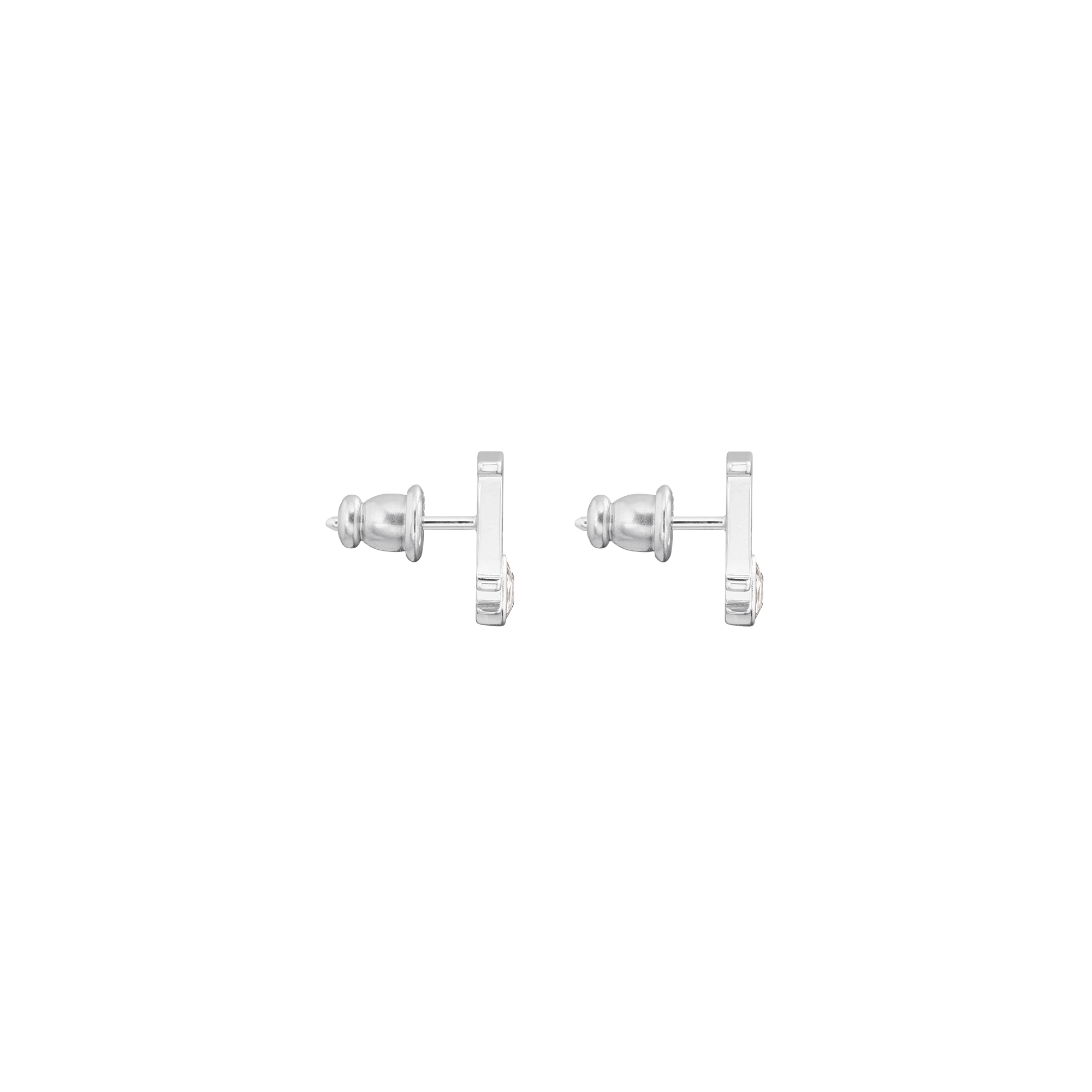 Dior Sparkle Earrings Silver-Finish Brass and White Crystals E02