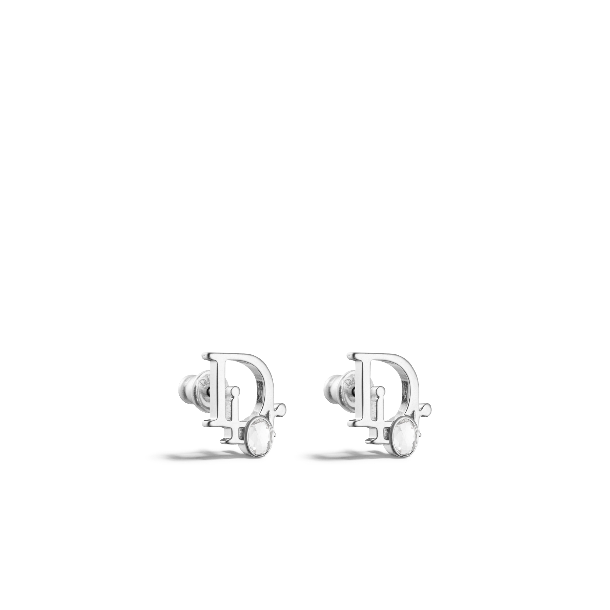 Dior Sparkle Earrings Silver-Finish Brass and White Crystals E03