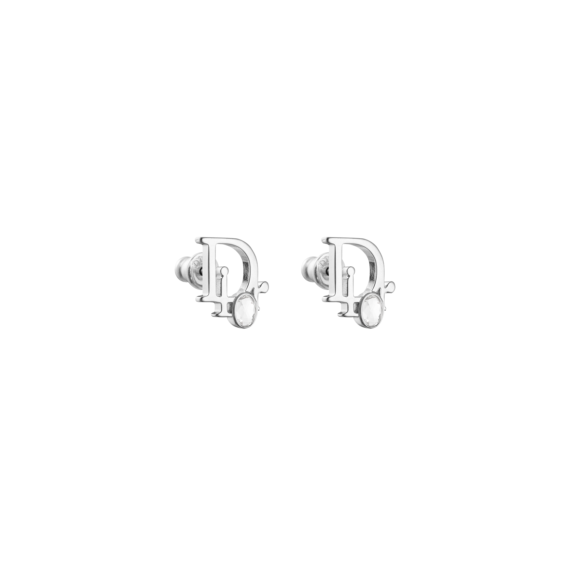 Dior Sparkle Earrings Silver-Finish Brass and White Crystals E03
