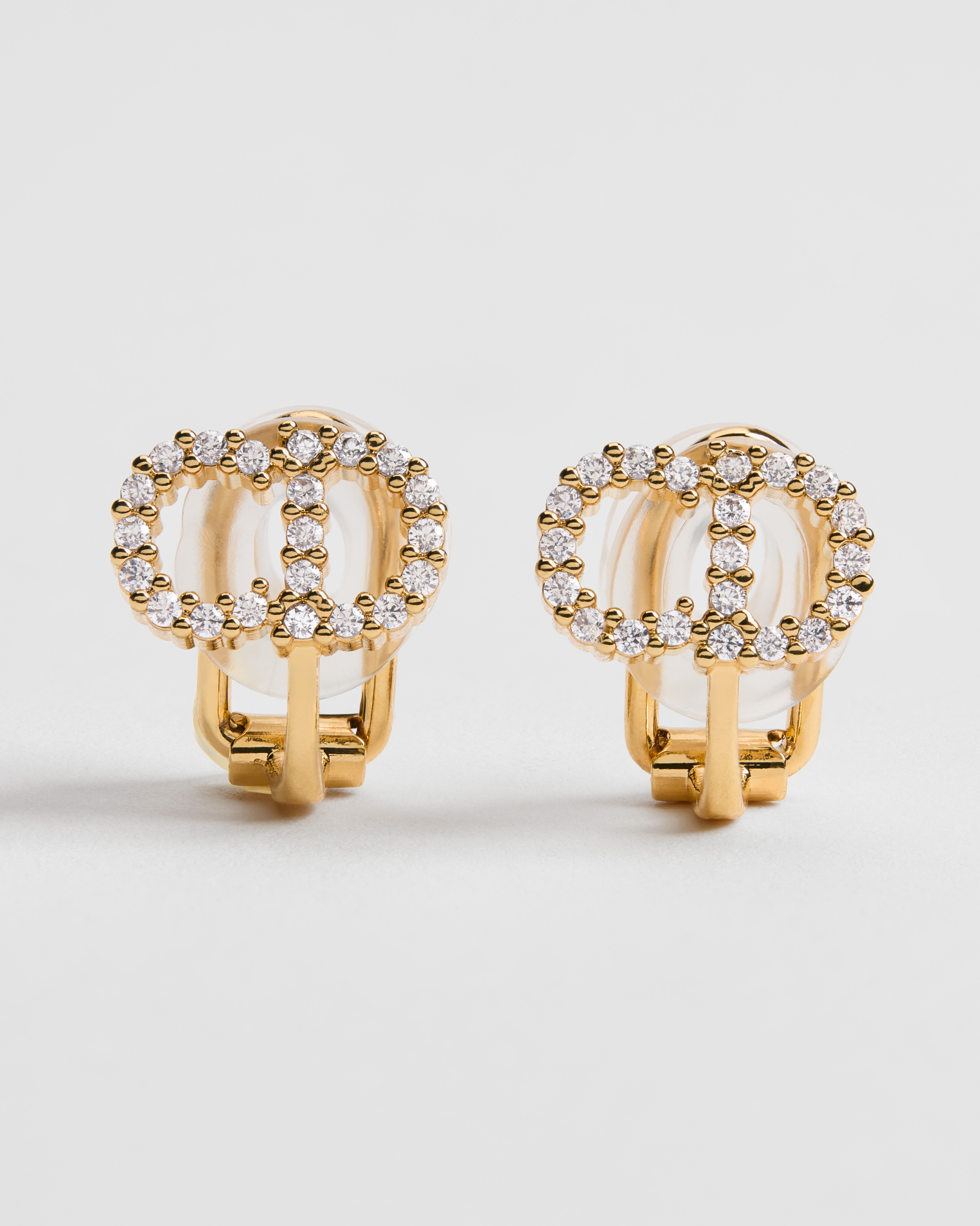 Clair D Lune 클립 귀걸이 골드 피니시 메탈 & 스파클링 크리스탈 E01