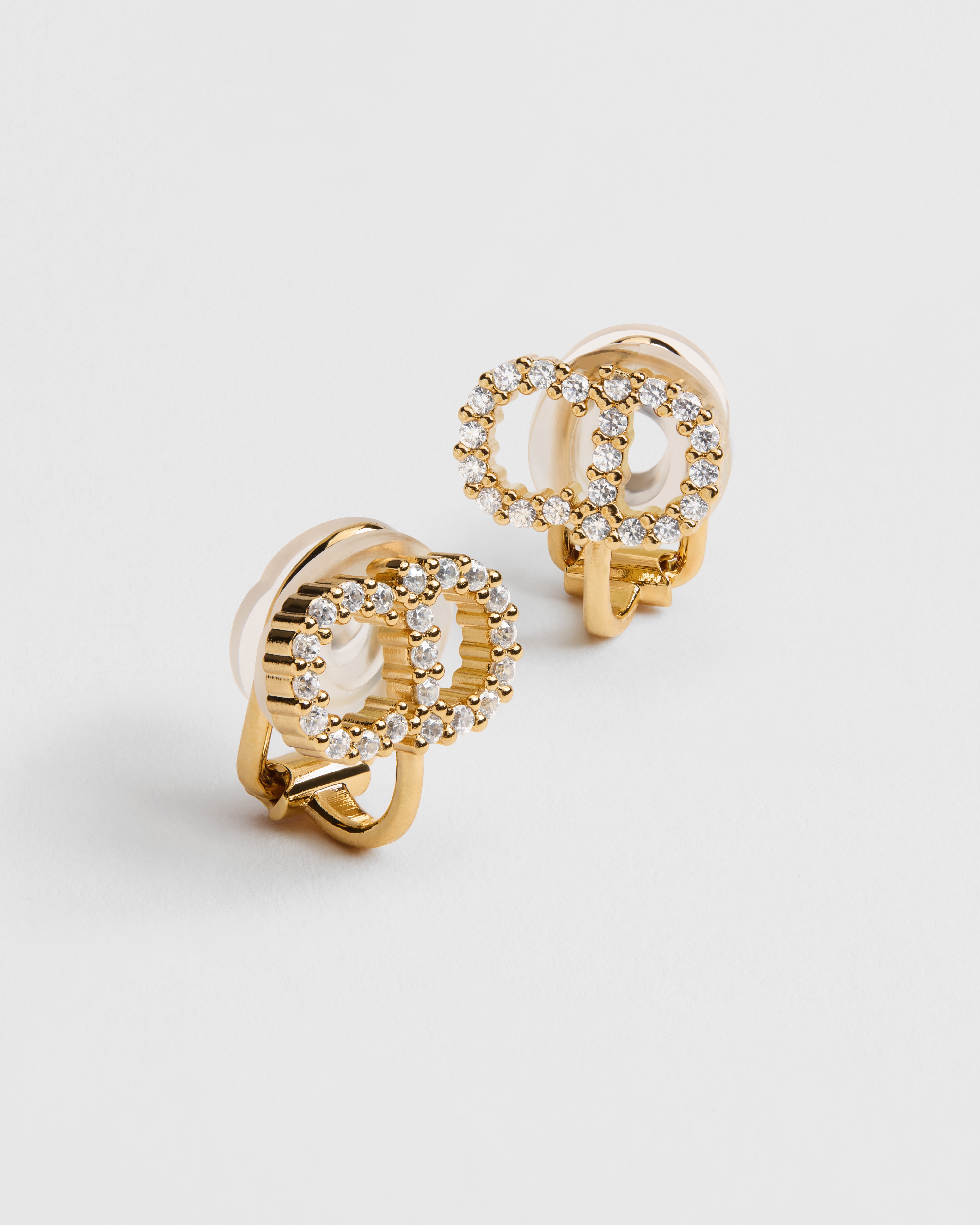 Clair D Lune クリップイヤリング メタル & クリスタル E06