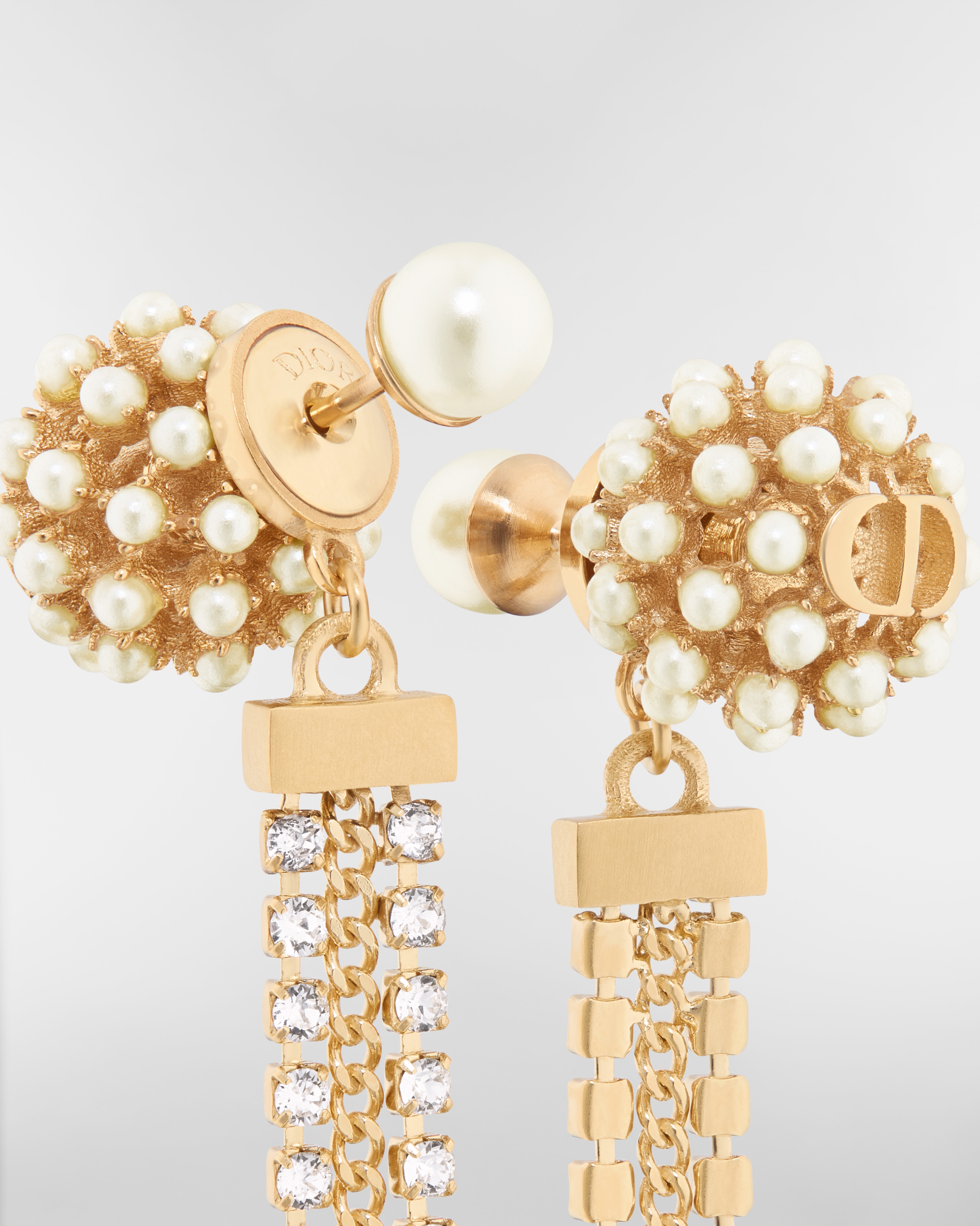 Dior Tribales Earrings Gold-Finish Metal, White Resin Pearls and Sparkling Crystals E09