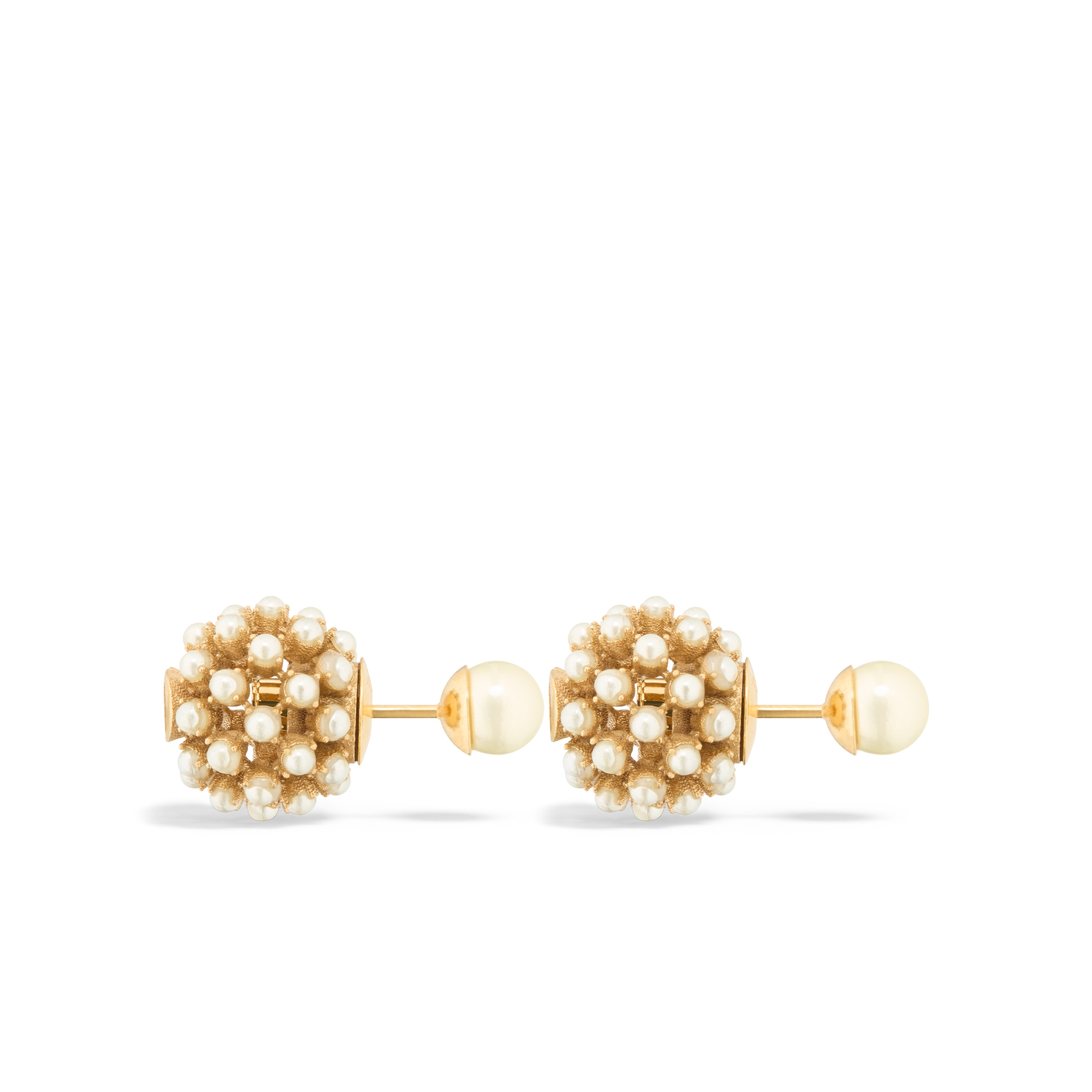 Dior Tribales Earrings Gold-Finish Metal and White Resin Pearls E02